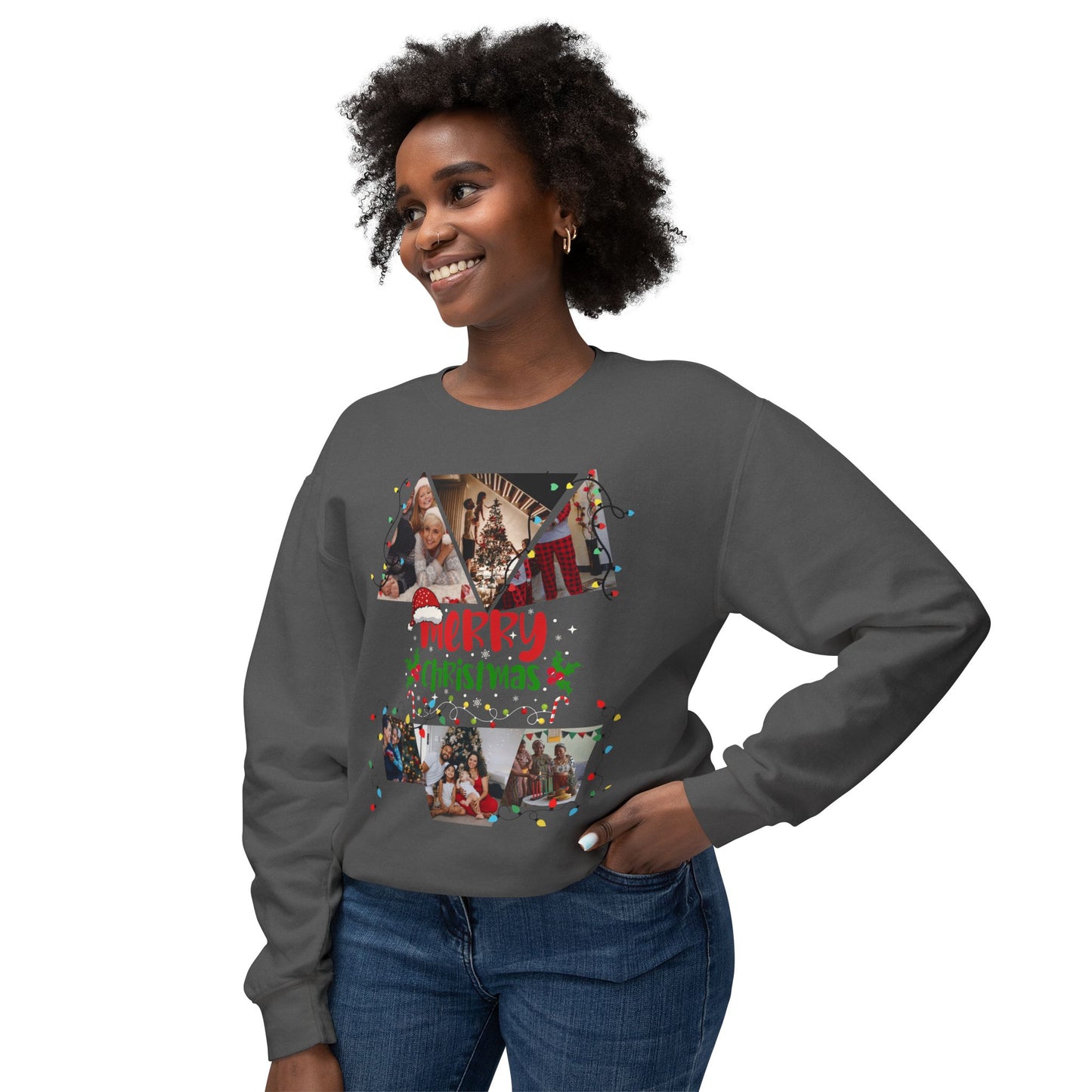 Christmas Photo Collage Sweatshirt — "Merry Christmas" Holiday Crewneck