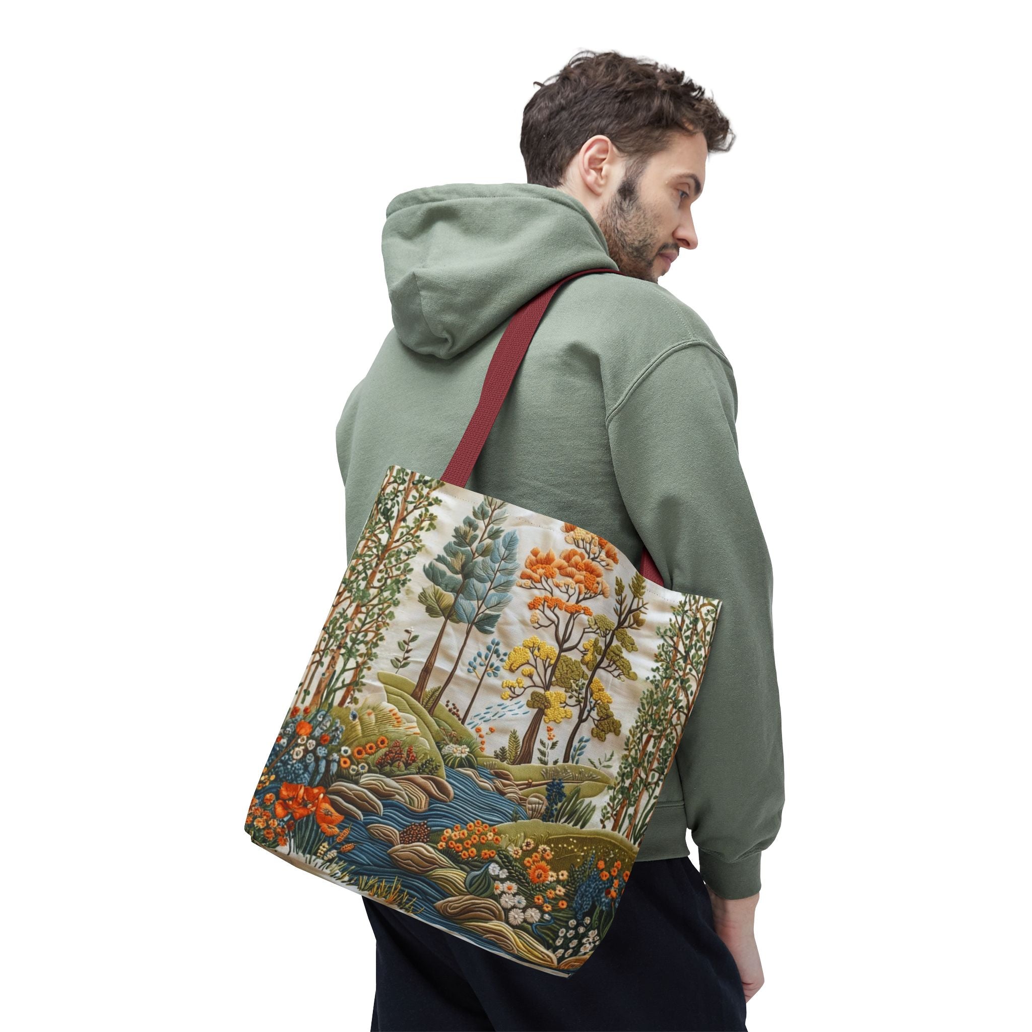 Scenic Meadow Tote Crochet-Decorated Tote Bags