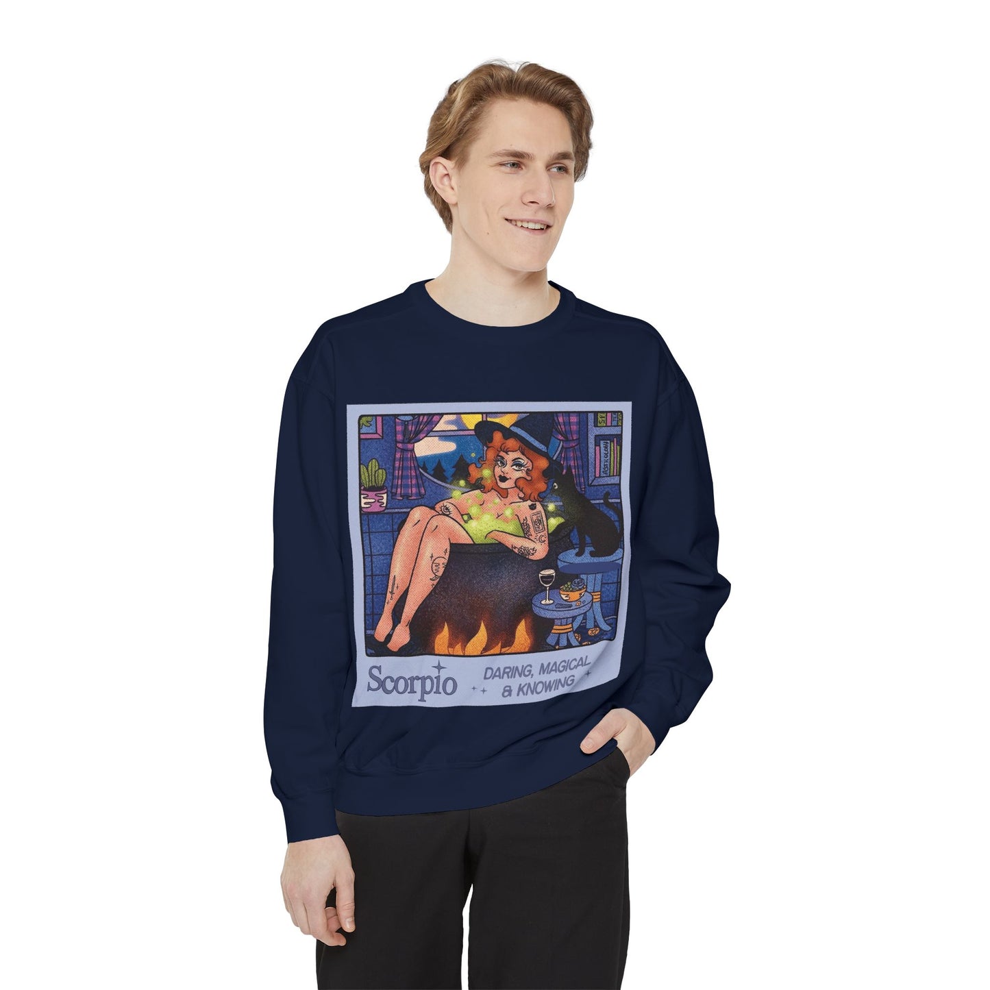 Halloween Sweater Scorpio Sweatshirt | Garment-Dyed Cozy Top, Astrology Gift, Zodiac Apparel, Witchy Fashion, Fall Wardrobe Essential