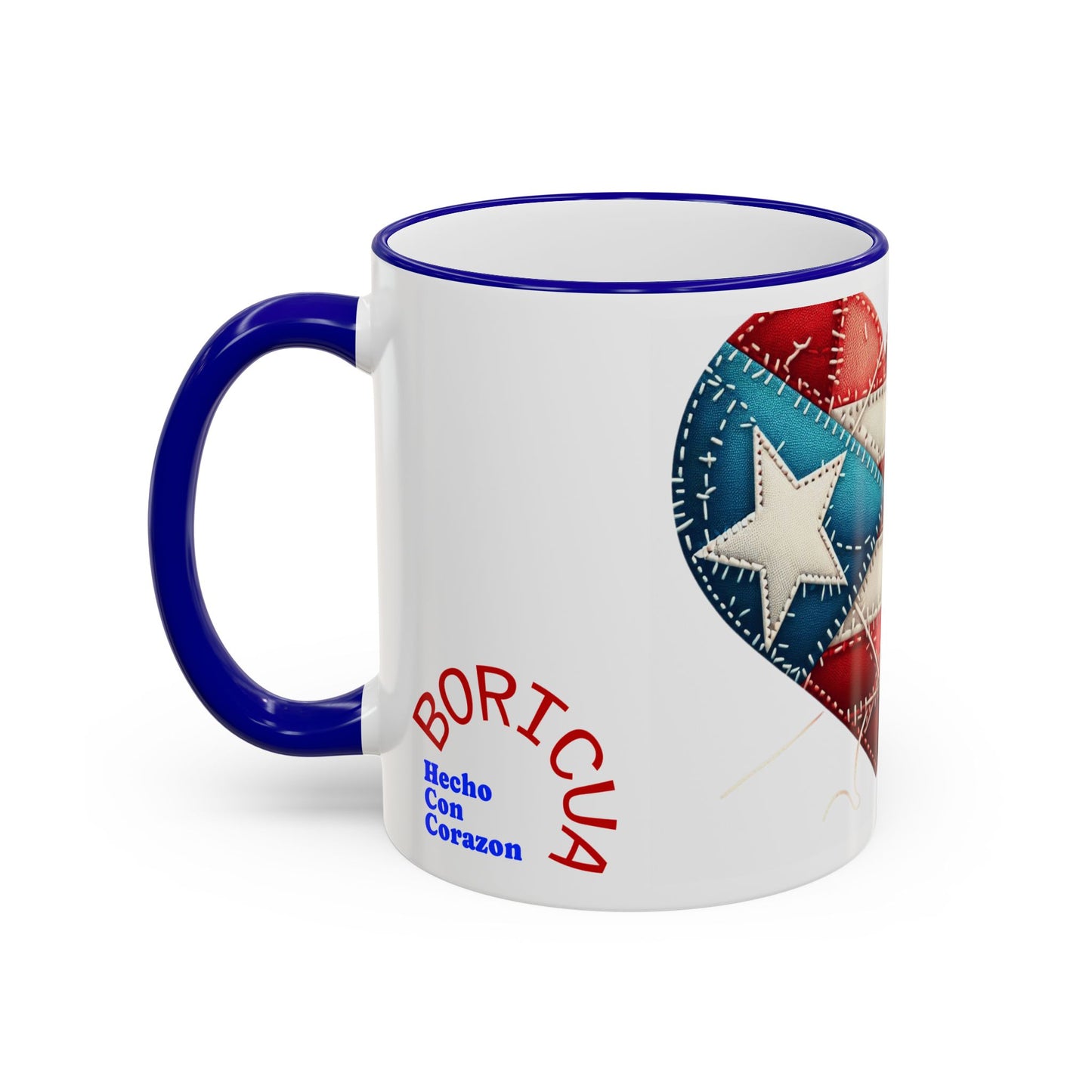 Puerto Rico Flag Heart Accent Rim Mug — Patriotic Coffee Cup (11oz/15oz)