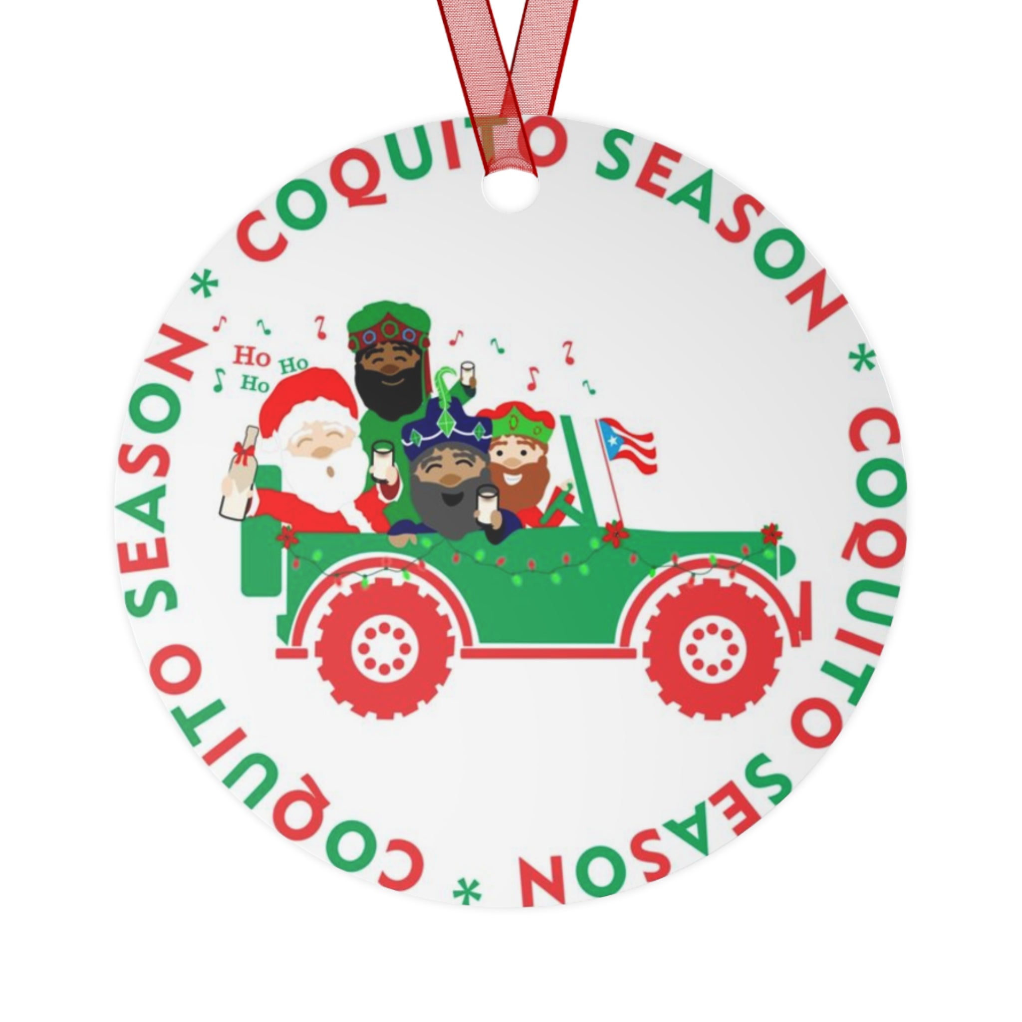 Festive Metal Ornaments - Coquito Season Holiday Decor Coquí & Palm Tree Ornament | Puerto Rico Christmas Ornament | Boricua Holiday Gift