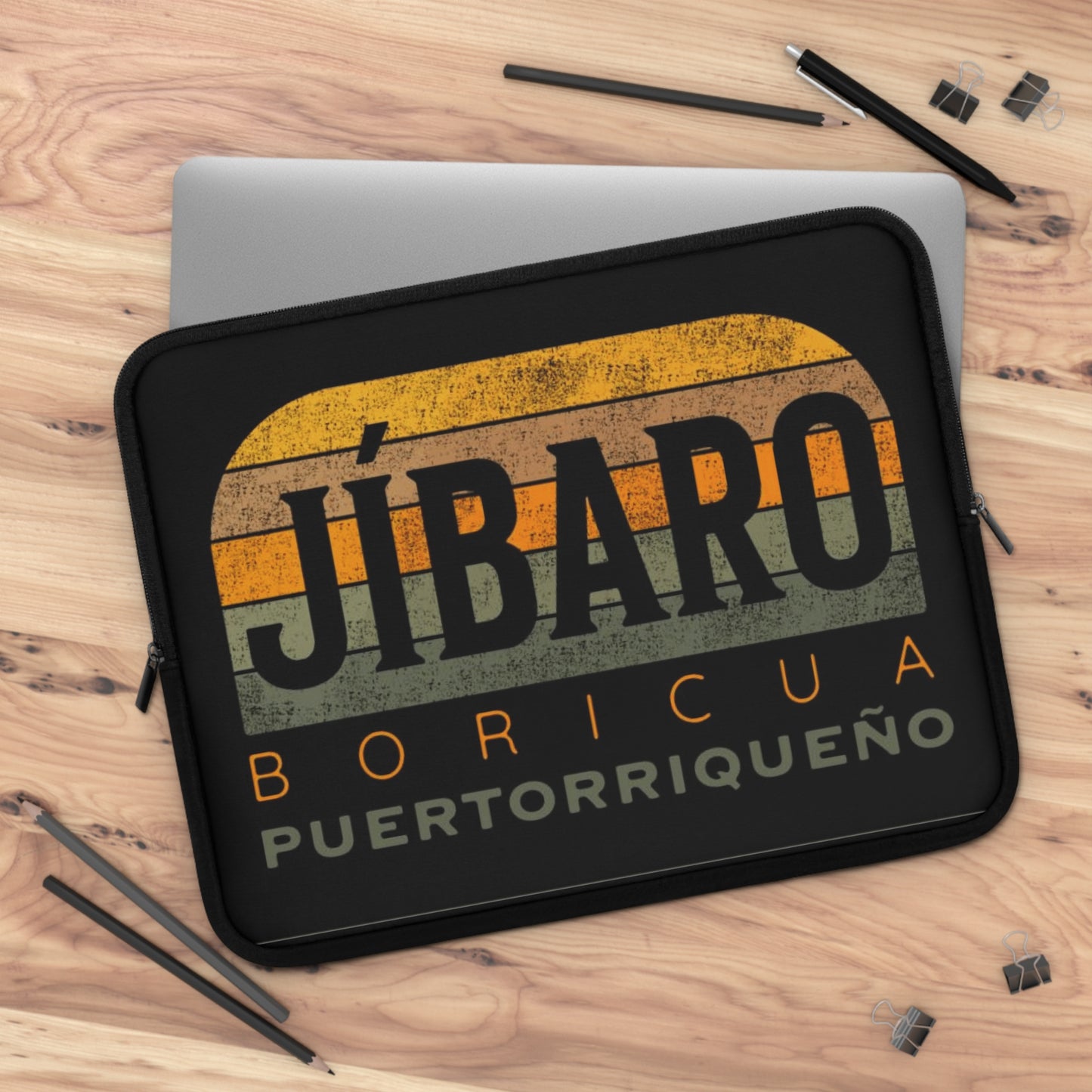 Jíbaro Boricua Laptop Sleeve – Puerto Riqueño Vintage Stripes