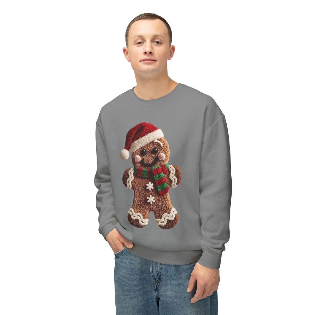Gingerbread Cookie Christmas Sweatshirt – Cute Santa Hat & Scarf Holiday Crewneck