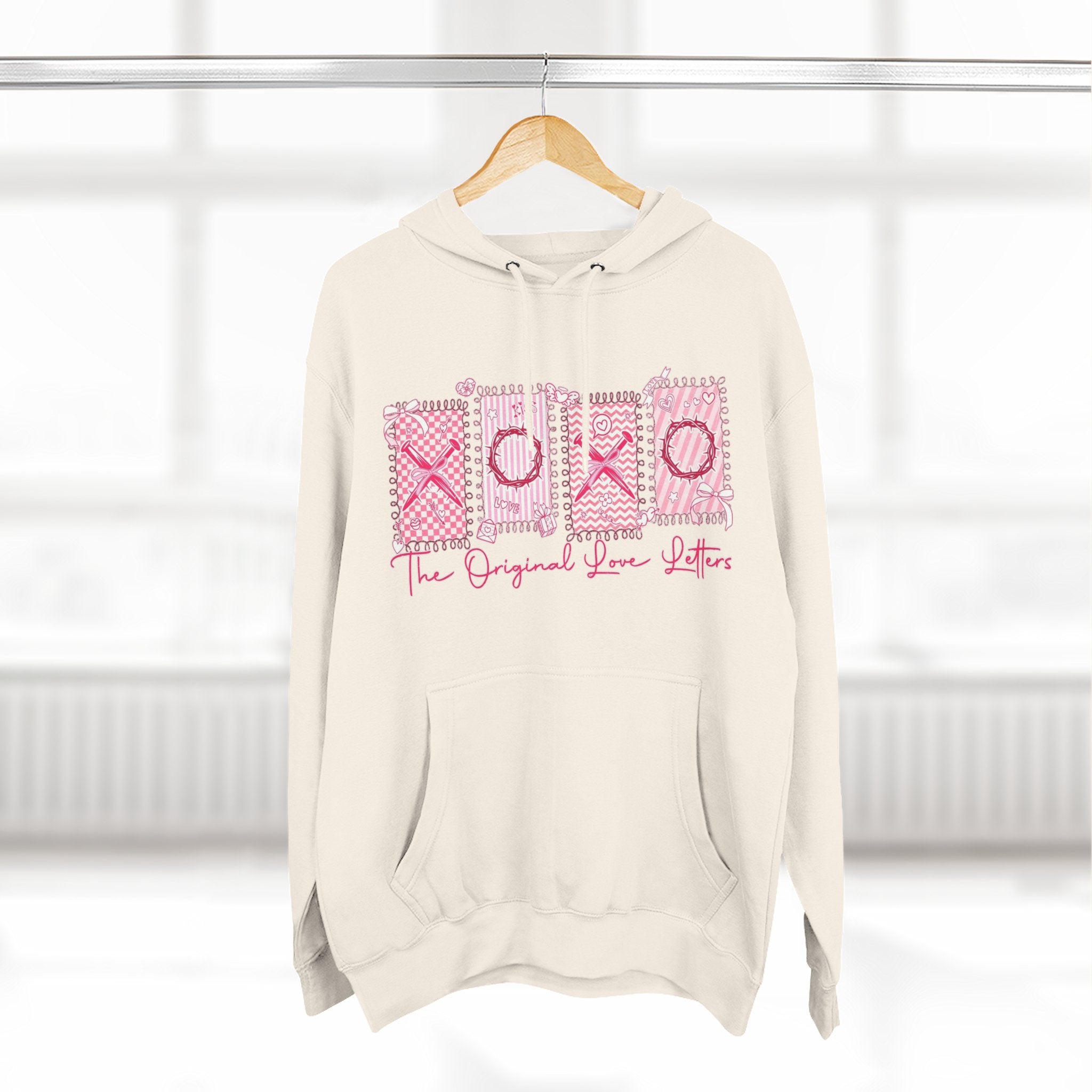 Hoodie  Pink XOXO Three Panel Love Letters Fleece Hoodie