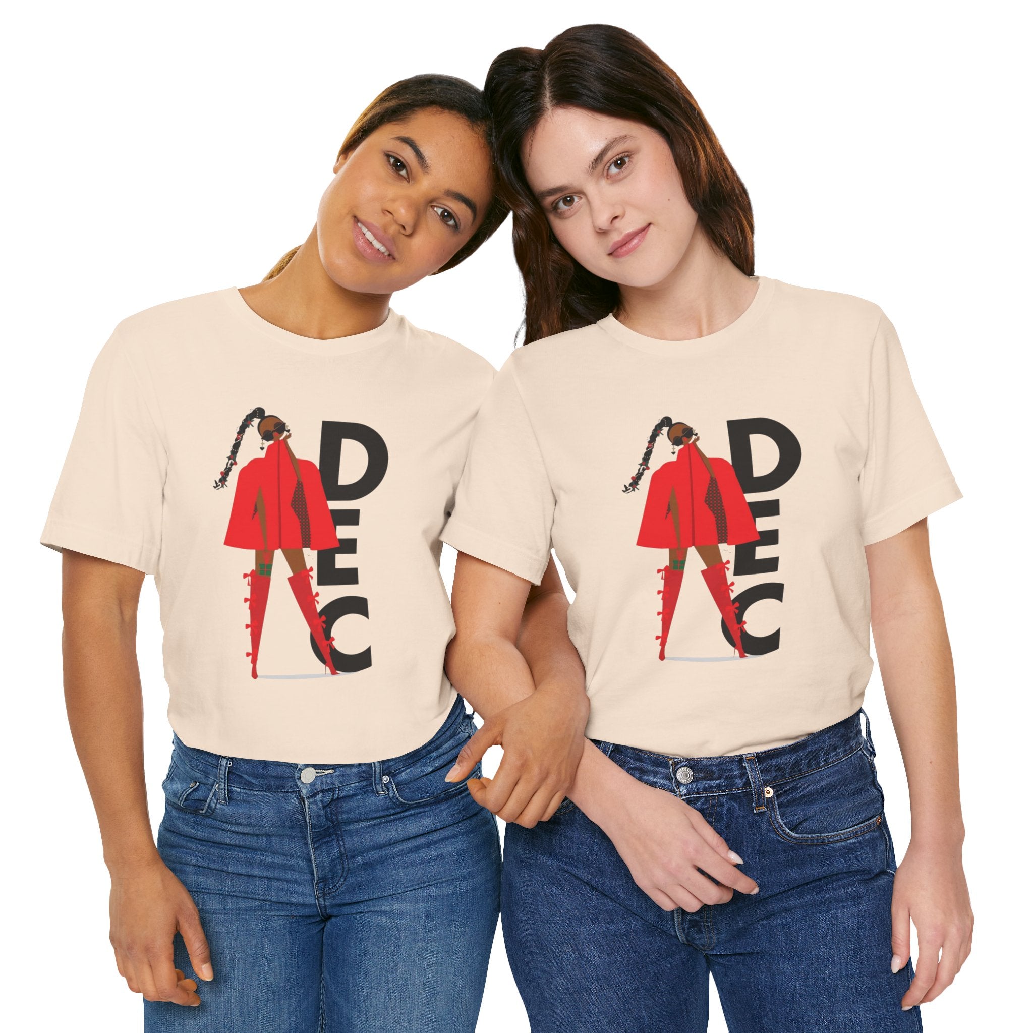 December Fashion Tee  Red Coat Model Graphic Shirt