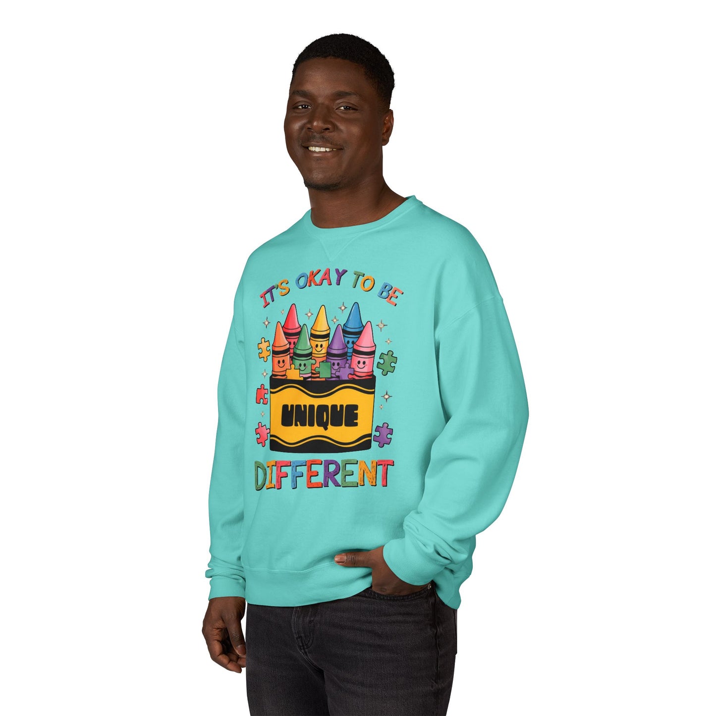 Autism Awareness & Pride Collection Unique & Different Crewneck Sweatshirt - Unisex ComfortWash®