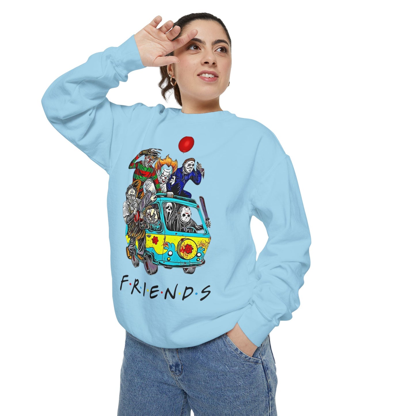 Friends-Inspired Unisex Garment-Dyed Sweatshirt, Cozy Casual Wear, Unique Graphic Sweatshirt, Perfect Gift, Everyday Style
