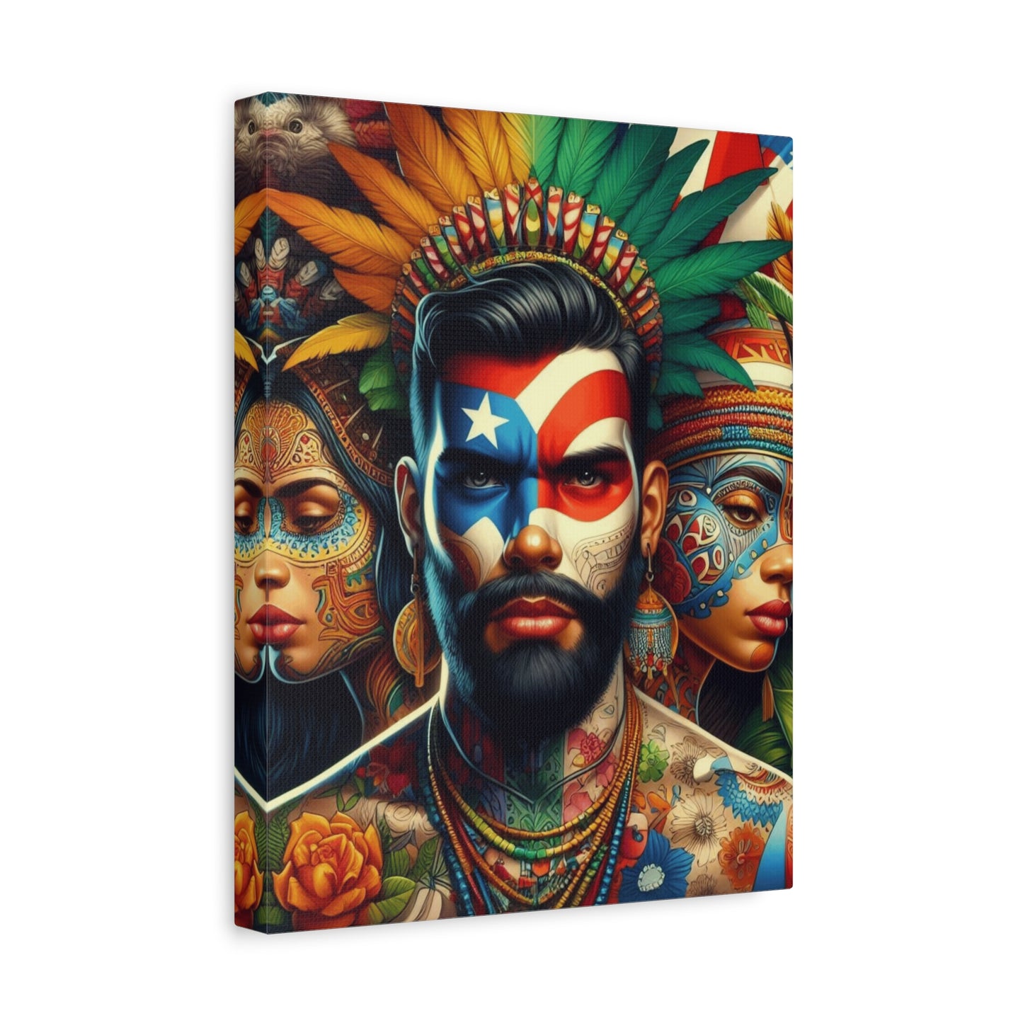 La Isla del Encanto Taíno Symbol Design Vibrant Cultural Art Canvas Print, Wall Decor, Home Decoration, Unique Artwork, Bohemian Style, Gift for Art Lovers