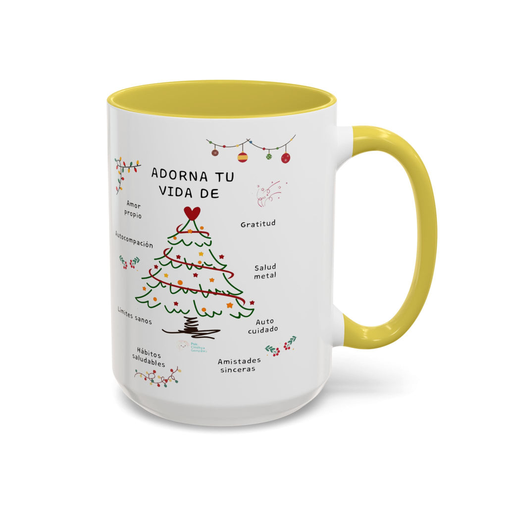Mug — 'Adorna Tu Vida' Christmas Tree Spanish Holiday Coffee Mug (11oz/15oz)