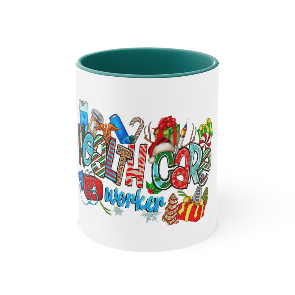 Healthcare Worker Christmas Accent Mug — Festive Holiday Nurse & Doctor Gift (11oz) Medical Christmas Mug