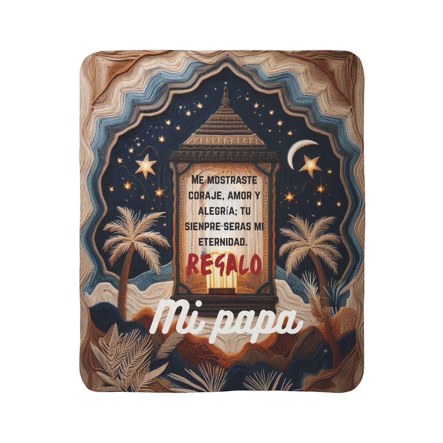 Fleece Blanket - "Mi Papá" Spanish Memorial Lantern Design (Regalo)