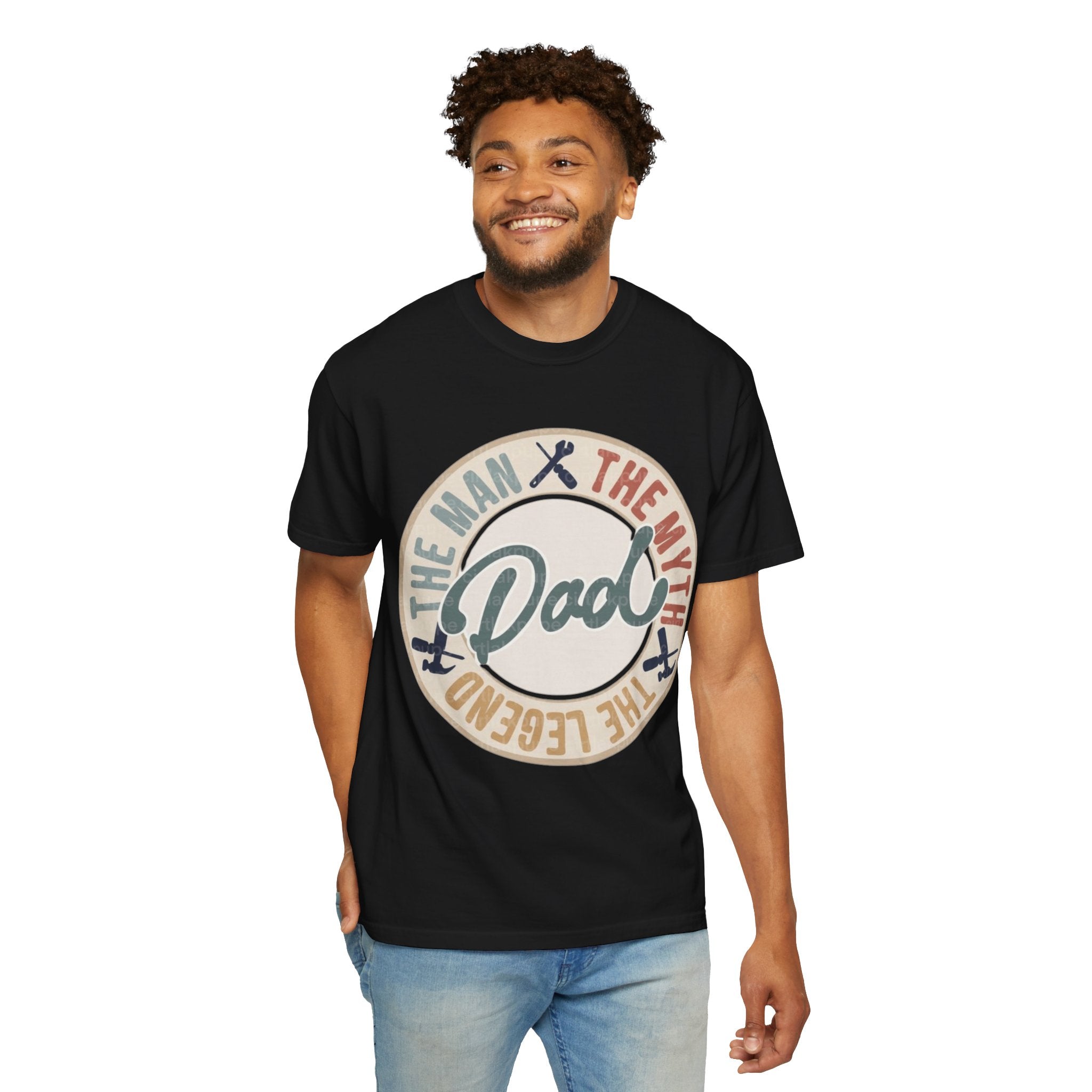 Dad Retro Badge T-Shirt — “Dad: The Man, The Myth, The Legend” Father’s Day Tee