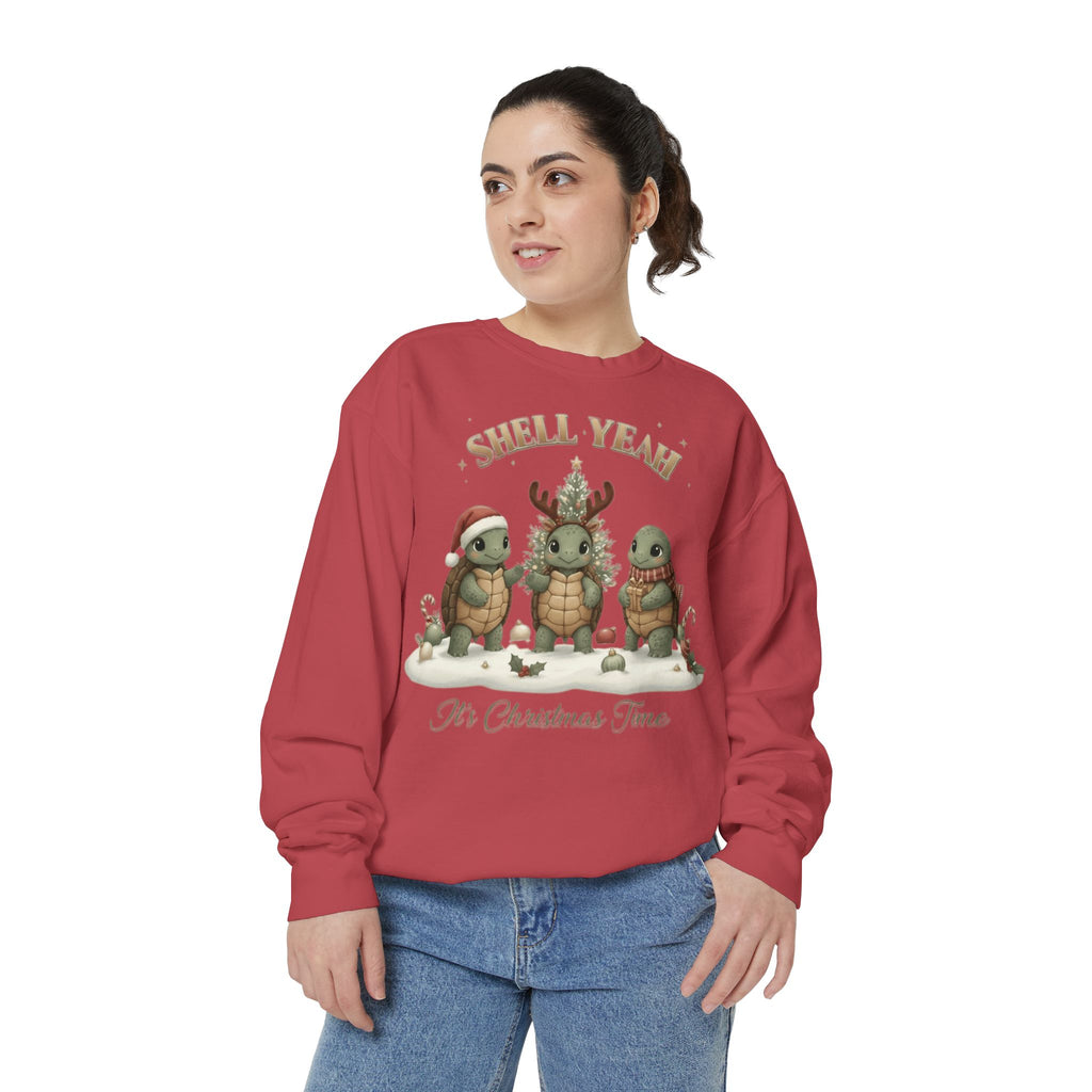 Christmas Turtle Sweatshirt  "Shell Yeah, It’s Christmas Time" Holiday Pullover