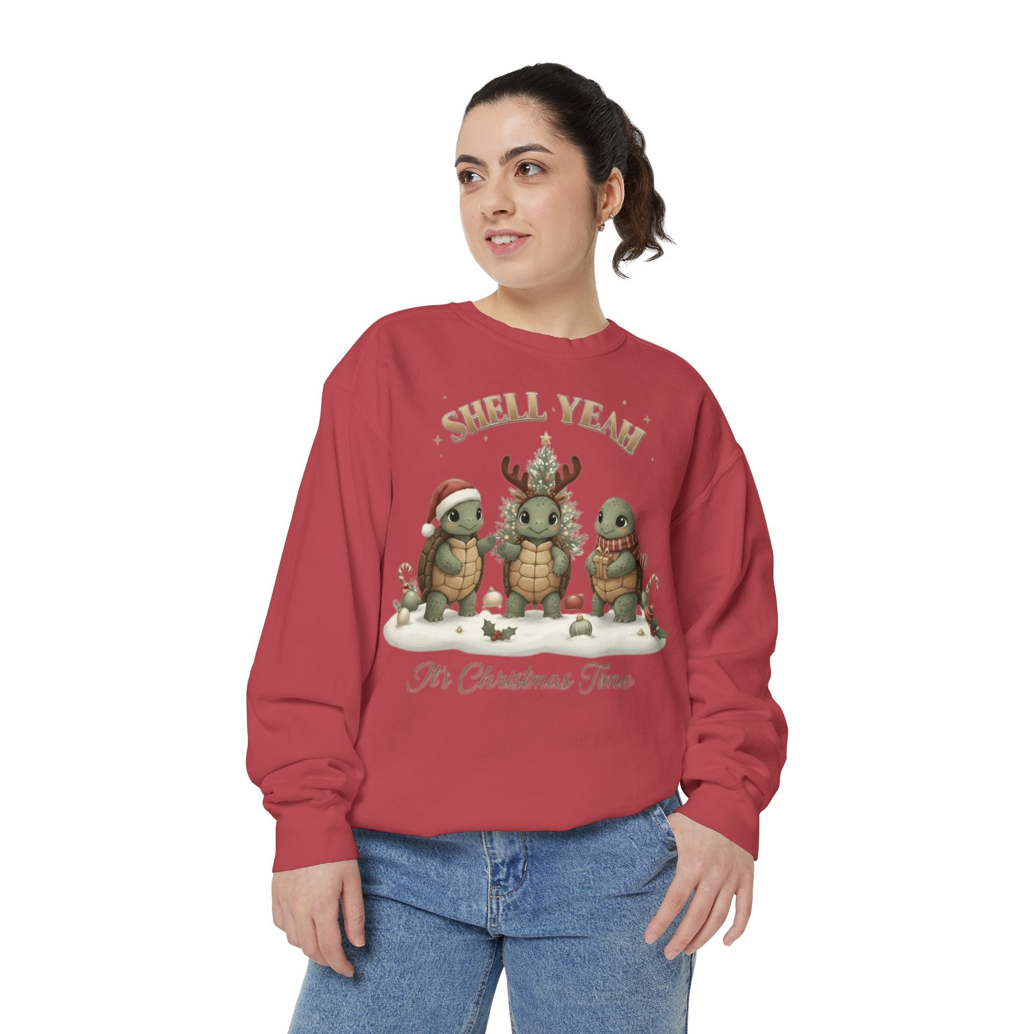 Christmas Turtle Sweatshirt  "Shell Yeah, It’s Christmas Time" Holiday Pullover