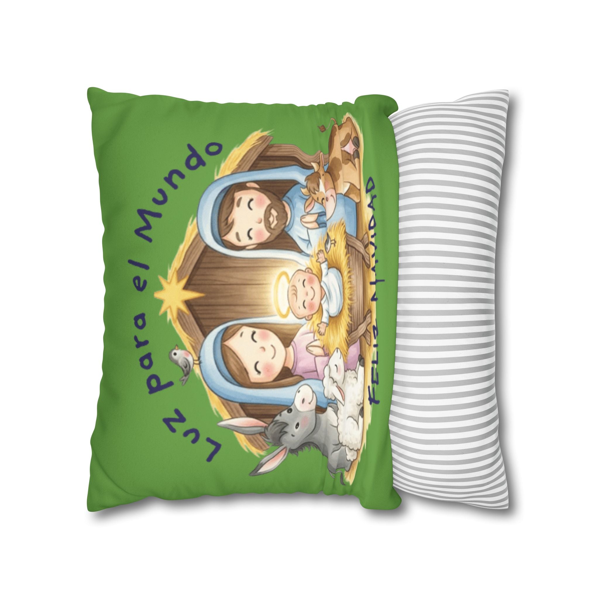 Nativity Pillowcase - "Luz para el Mundo" Feliz Navidad Christmas Throw Cover Puerto Rico Culture Pillow