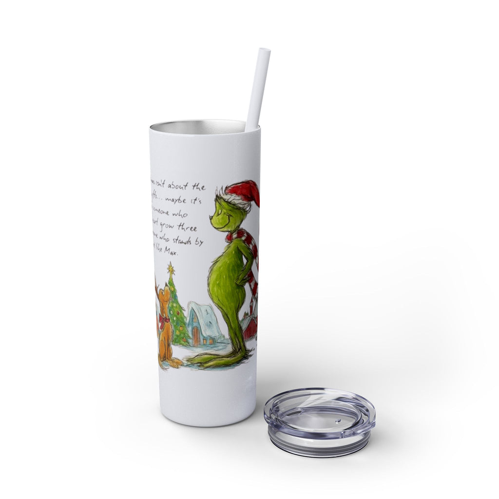 Grinch Christmas Skinny Tumbler with Straw — Dr. Seuss Holiday Quote Design, 20oz Christmas Mugs Collection