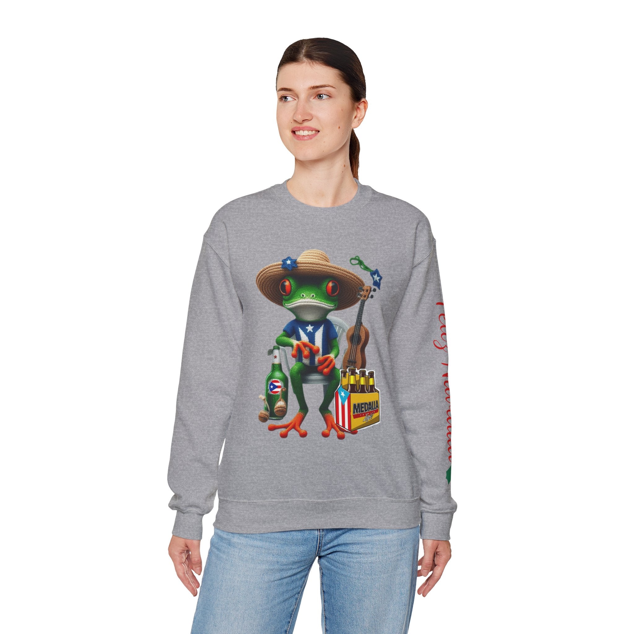 Frog Coqui Crewneck Sweatshirt – Coquito y Medalla Puerto Rican Vibes