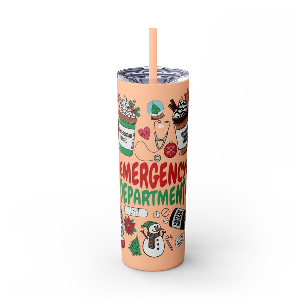 Emergency Department Nurse Christmas Skinny Tumbler - 20oz Holiday Medical Travel Cup with Straw Medical Christmas Mug