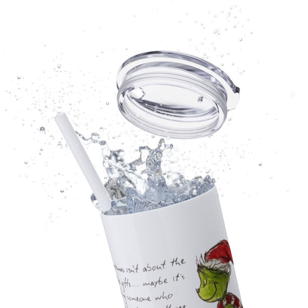 Grinch Christmas Skinny Tumbler with Straw — Dr. Seuss Holiday Quote Design, 20oz Christmas Mugs Collection