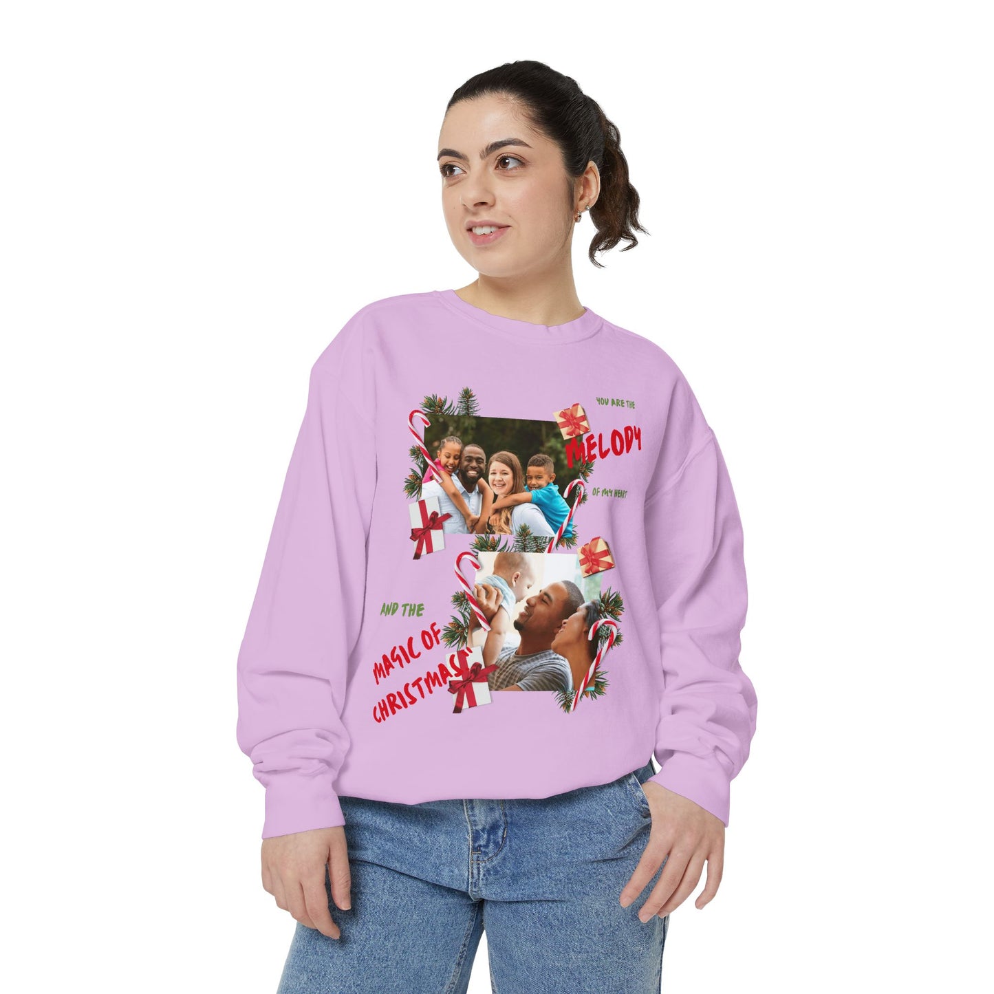 Personalized Christmas Photo Sweatshirt – “You Are the Melody” Holiday Crewneck