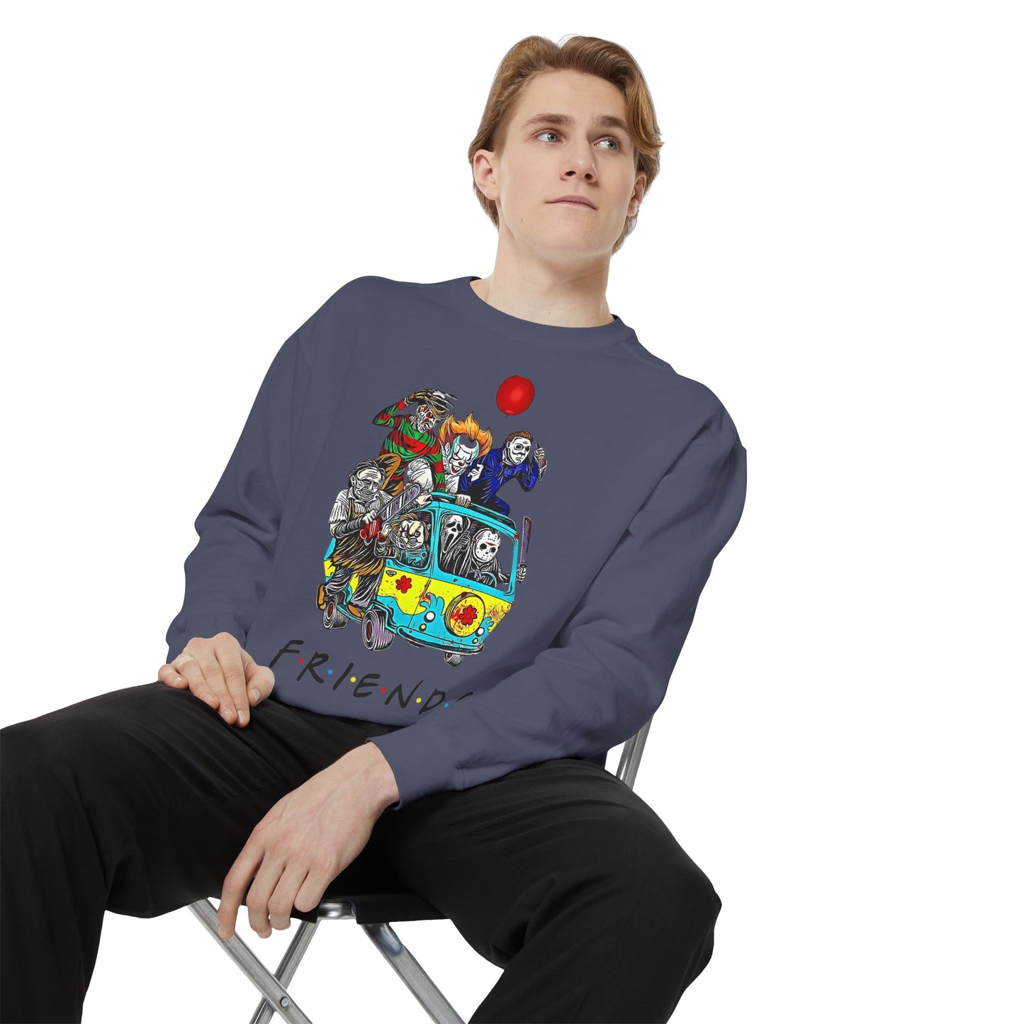 Friends-Inspired Unisex Garment-Dyed Sweatshirt, Cozy Casual Wear, Unique Graphic Sweatshirt, Perfect Gift, Everyday Style
