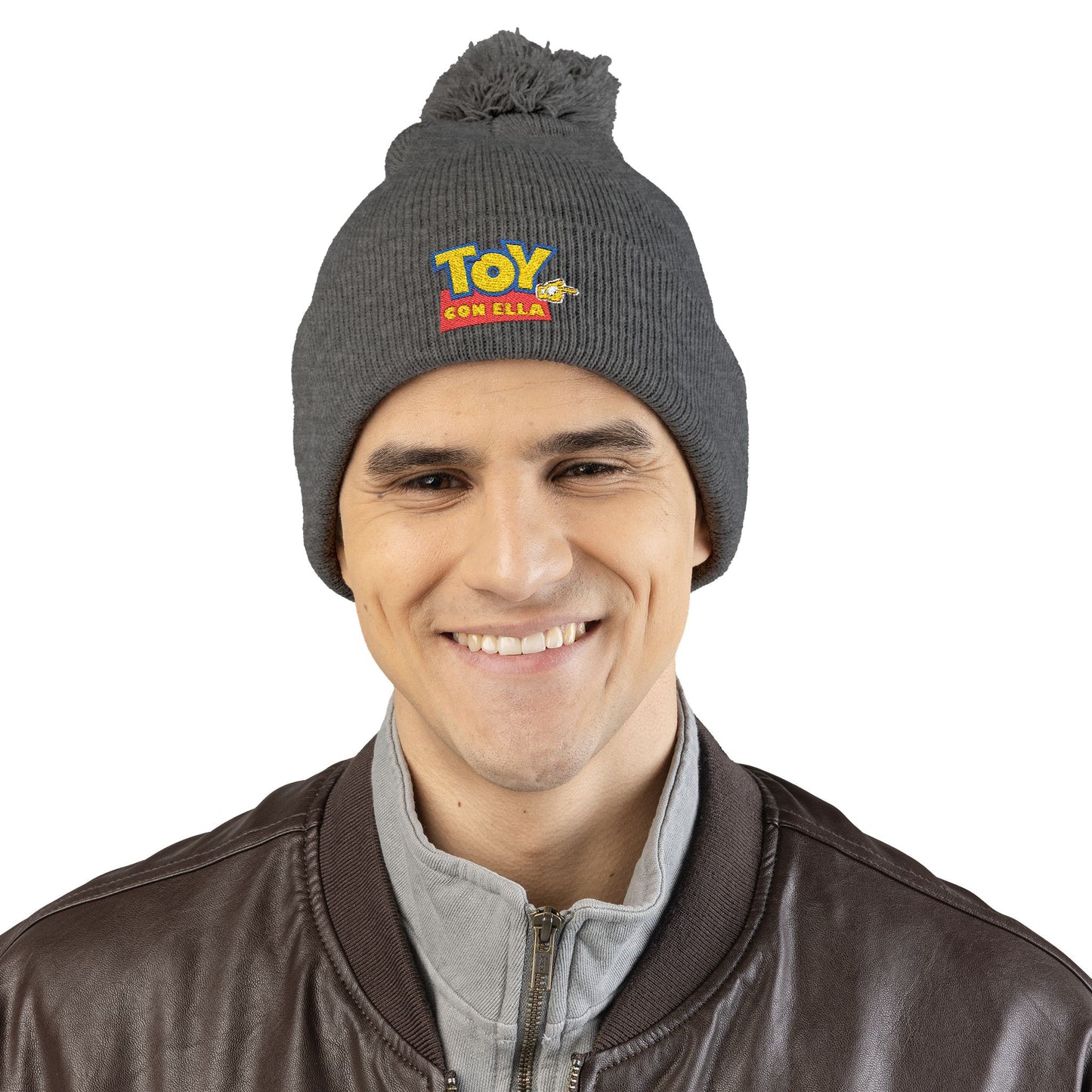 Toy Story Embroidered Pom-Pom Knit Cap Humor Cuffed Beanie – Warm, Soft & Sassy Winter Hat