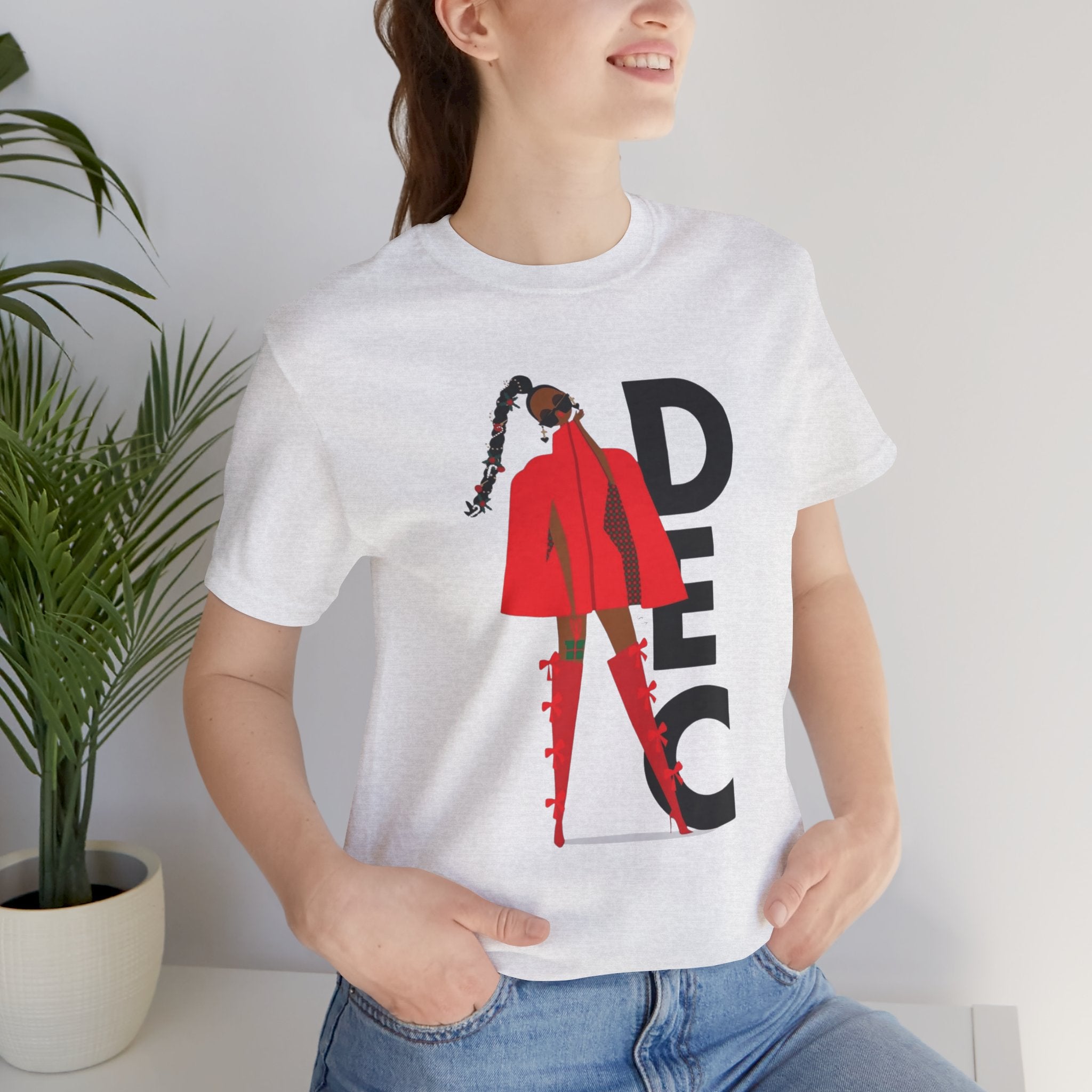 December Fashion Tee  Red Coat Model Graphic Shirt