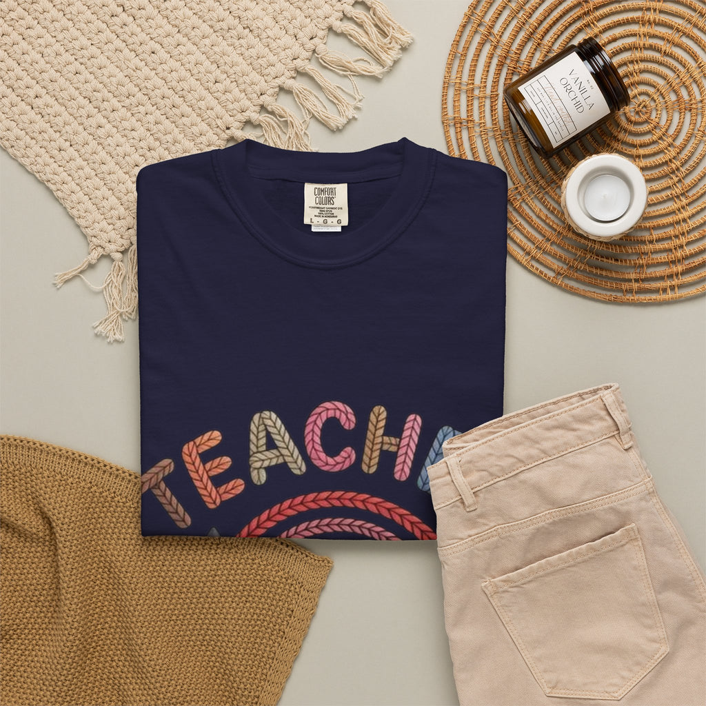 Teacher Rainbow Pencil & Apple T-Shirt — Back-to-School Gift for Educators