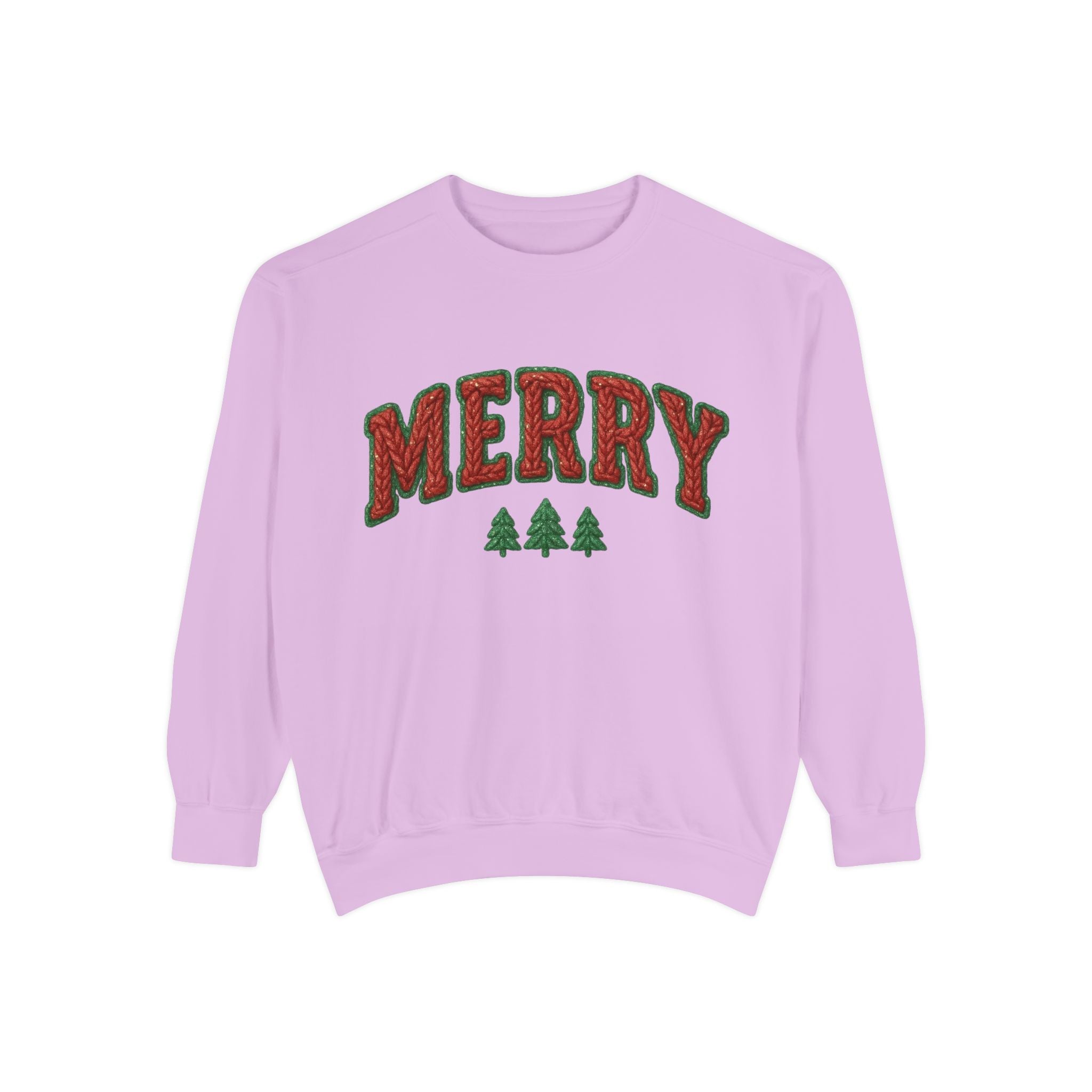 Merry Holiday Sweatshirt — Cozy Christmas Pullover with Tree Graphics Festive Holiday Designs