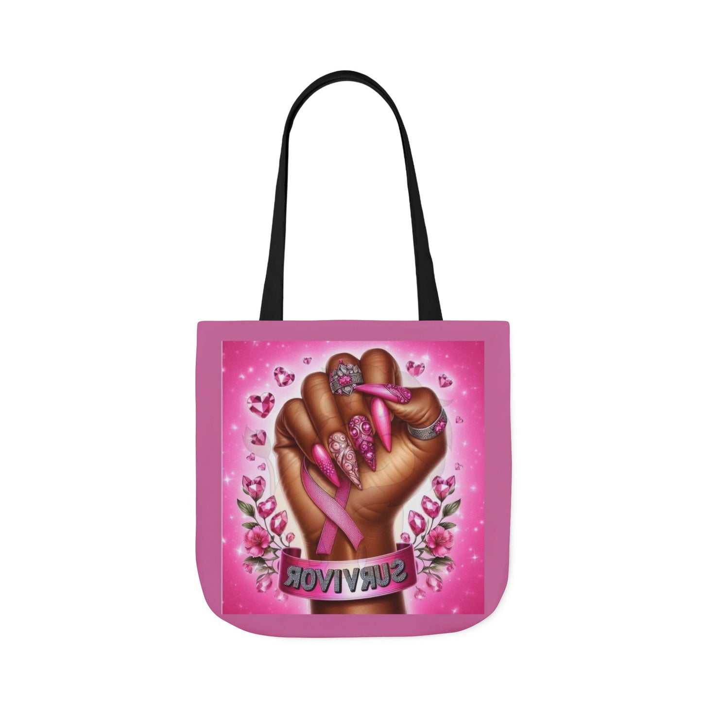 Breast Cancer Survivor Tote Bag  Pink Ribbon Empowerment Canvas Tote
