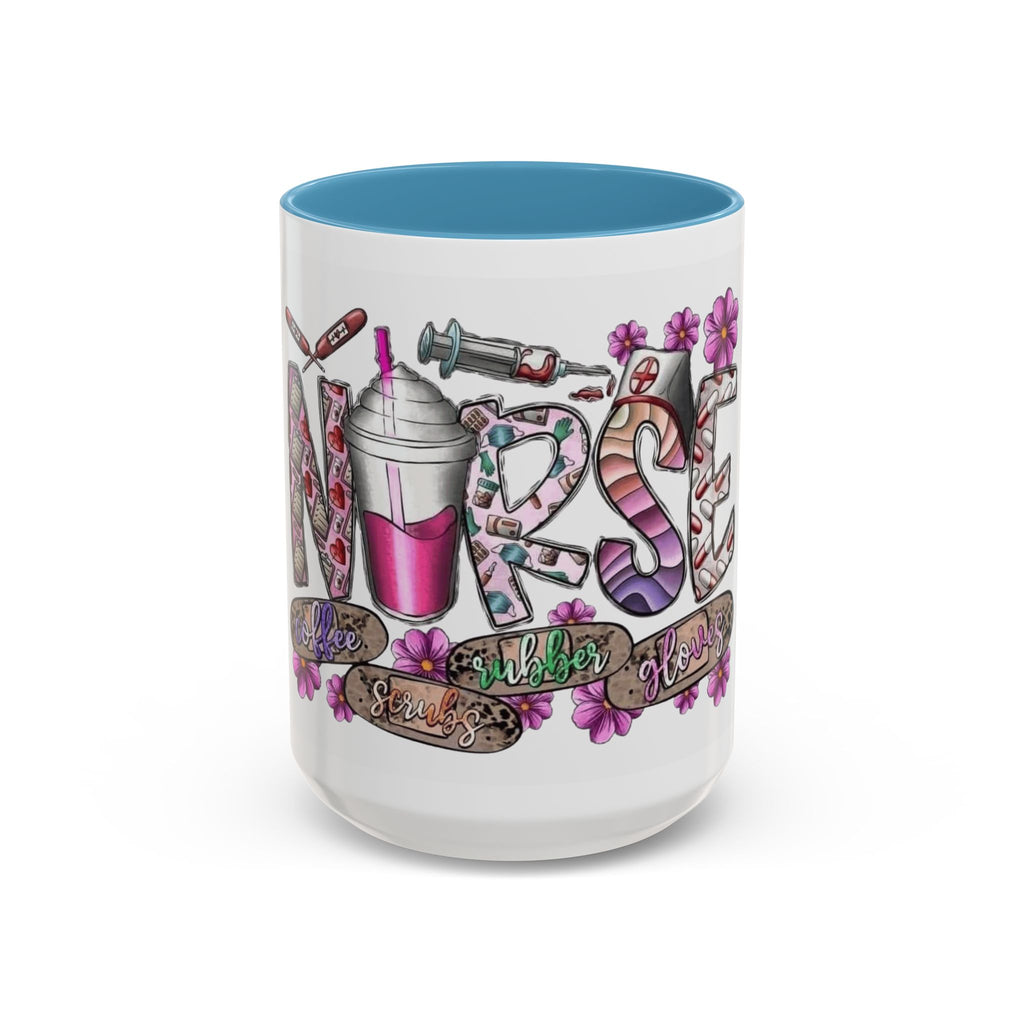 Nurse Love Coffee Mug  Cute Floral Medical Stethoscope & Syringe Design (11/15oz) Medical Christmas Mug