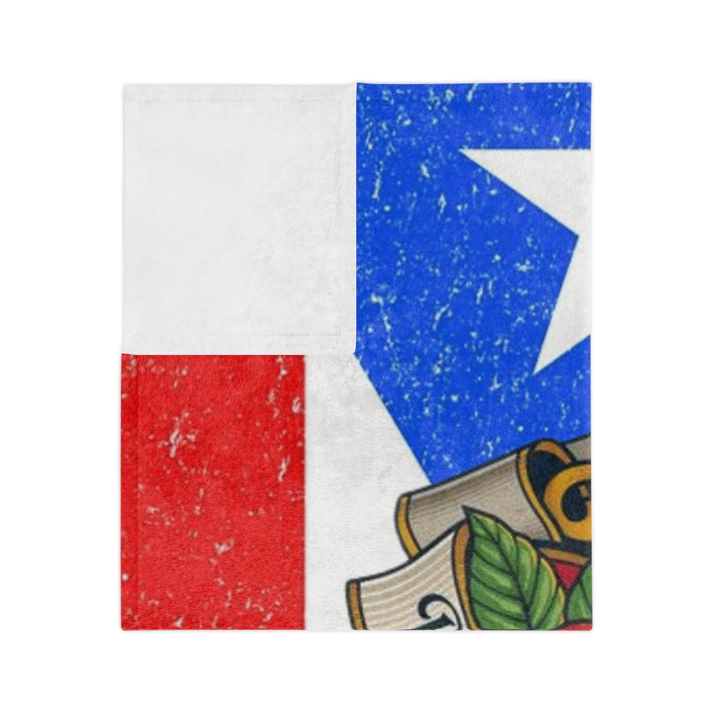 Puerto Rican Flag Velveteen Microfiber Blanket – Vintage Coat of Arms Throw