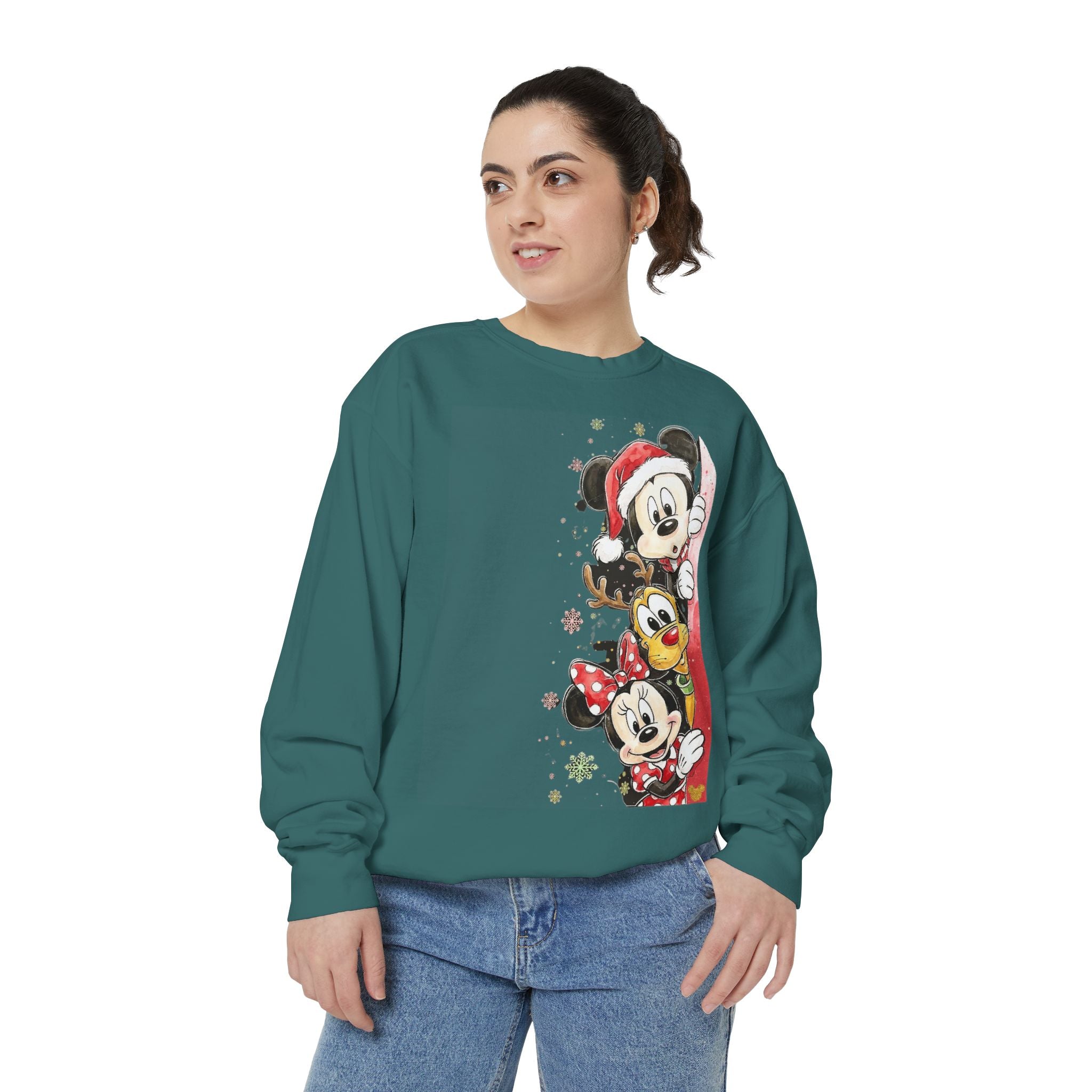Christmas Disney Characters Sweatshirt  Mickey, Minnie & Pluto Holiday Crew Cartoon Christmas T-shirts and Sweaters