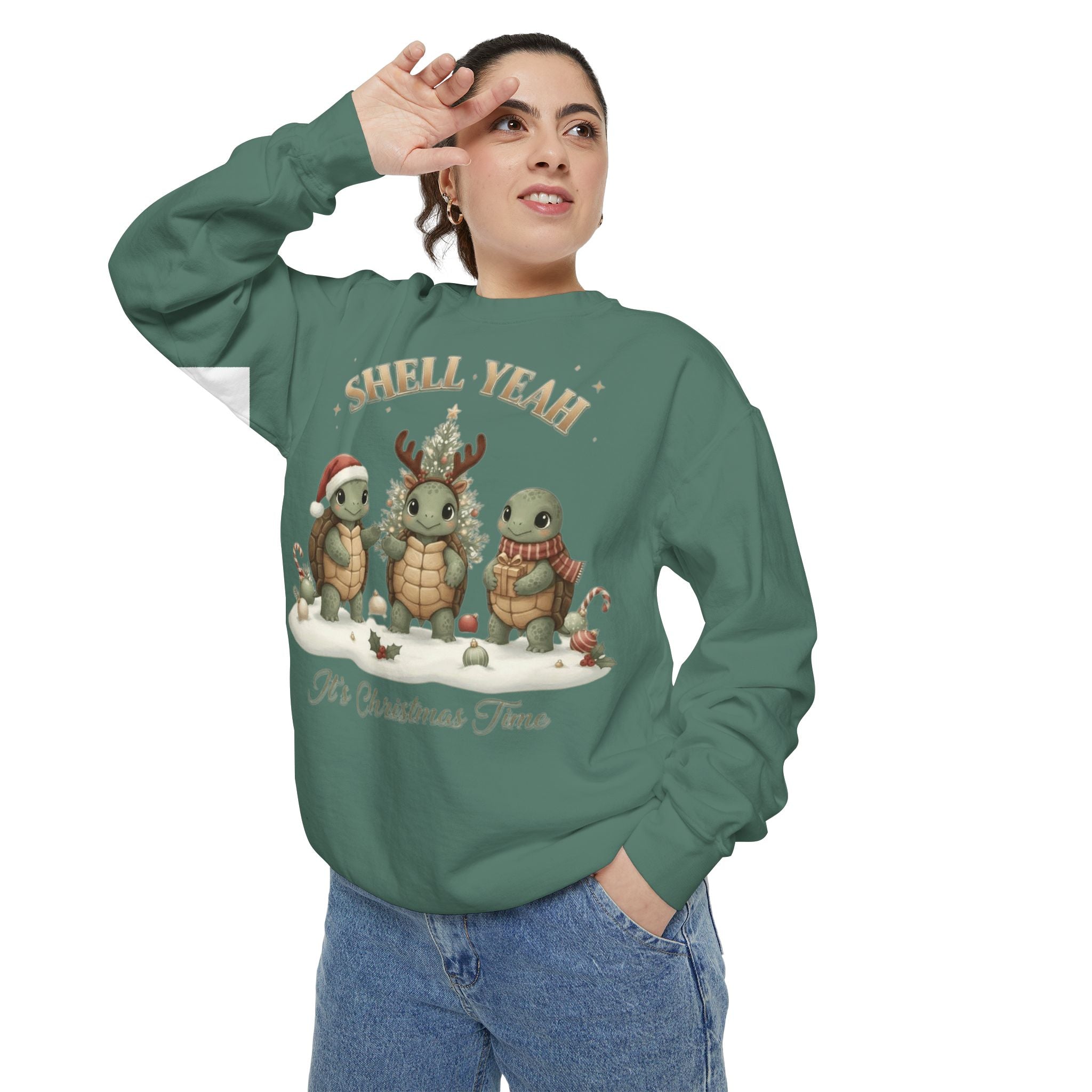 Christmas Turtle Sweatshirt  "Shell Yeah, It’s Christmas Time" Holiday Pullover