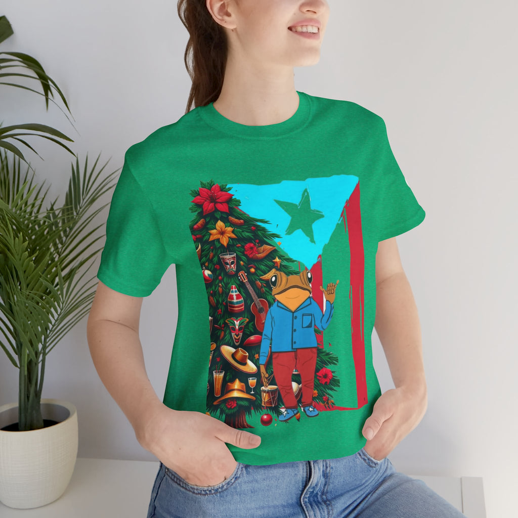 Puerto Rico Holiday T-Shirt  Coquí by Christmas Tree Graphic Puerto Rico’s Navidades
