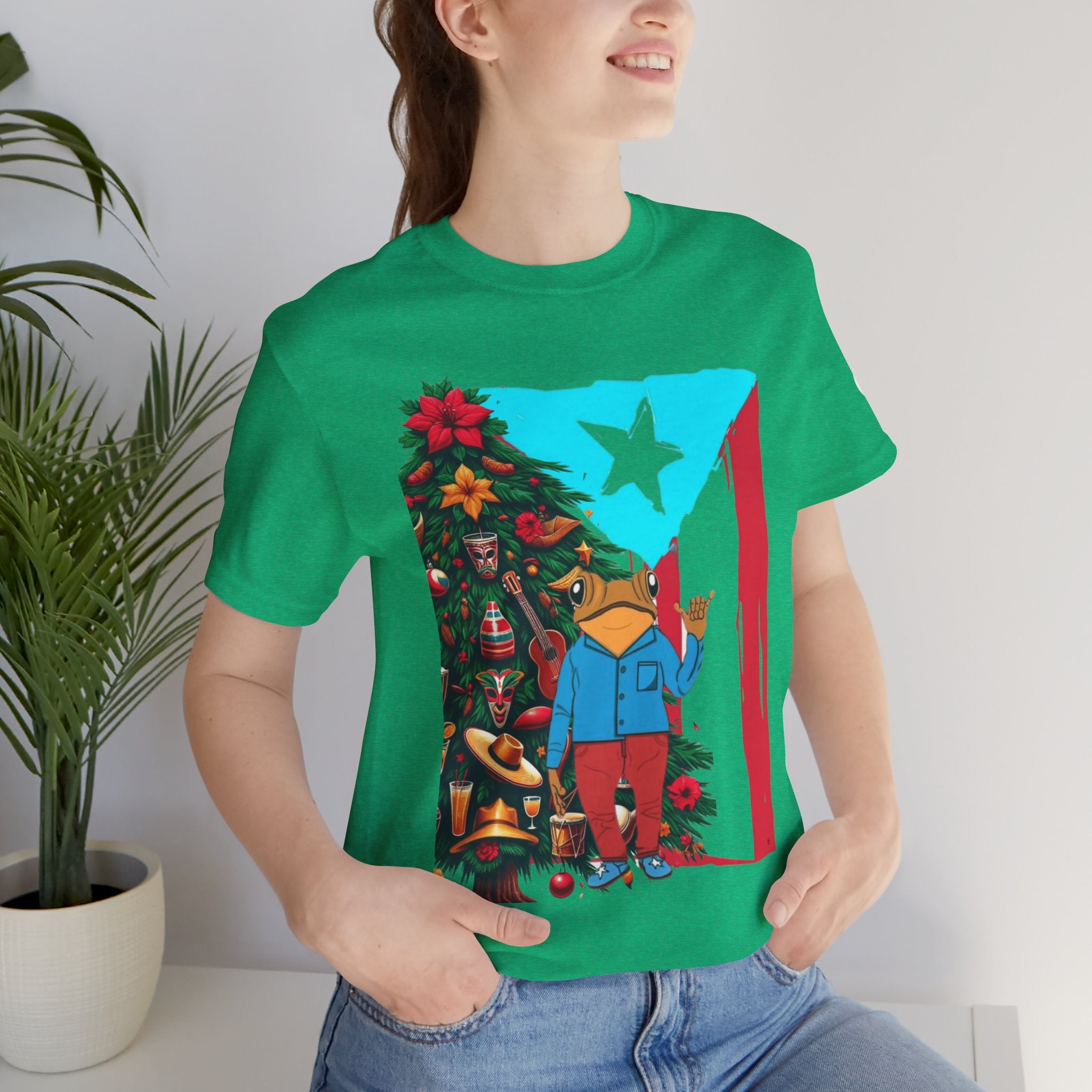 Puerto Rico Holiday T-Shirt  Coquí by Christmas Tree Graphic Puerto Rico’s Navidades