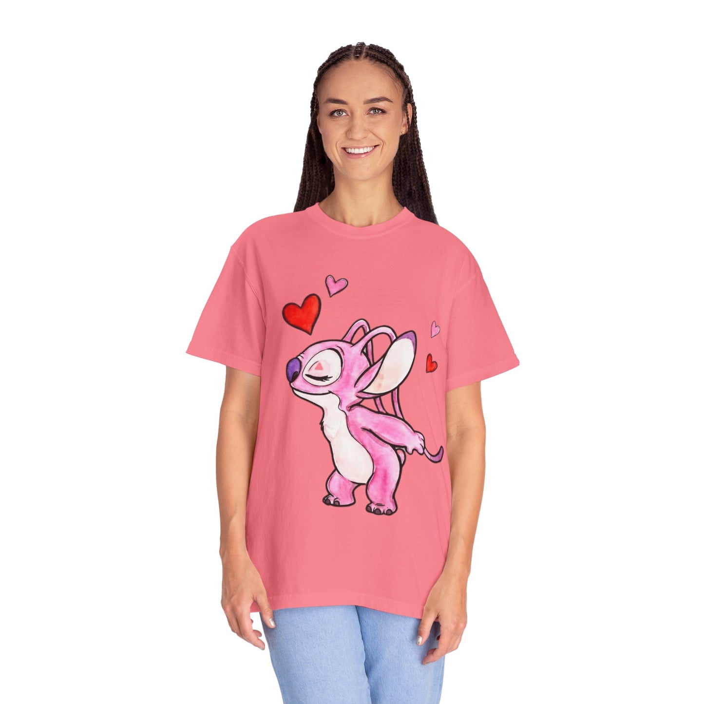 T-Shirt — Cute Pink Cartoon Creature with Hearts | Valentine’s Gift Tee