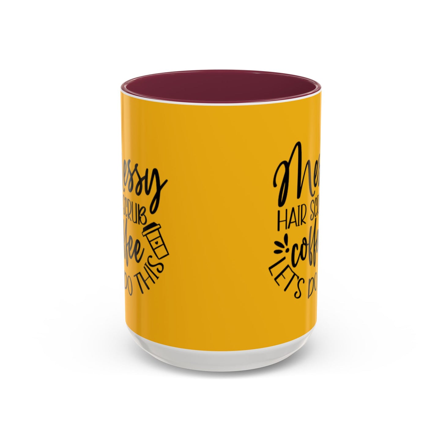 Holiday Coffee Cups with Festive Quotes & Designs Messy Hair Coffee Mug - Fun Yellow Ceramic Cup for Coffee Lovers