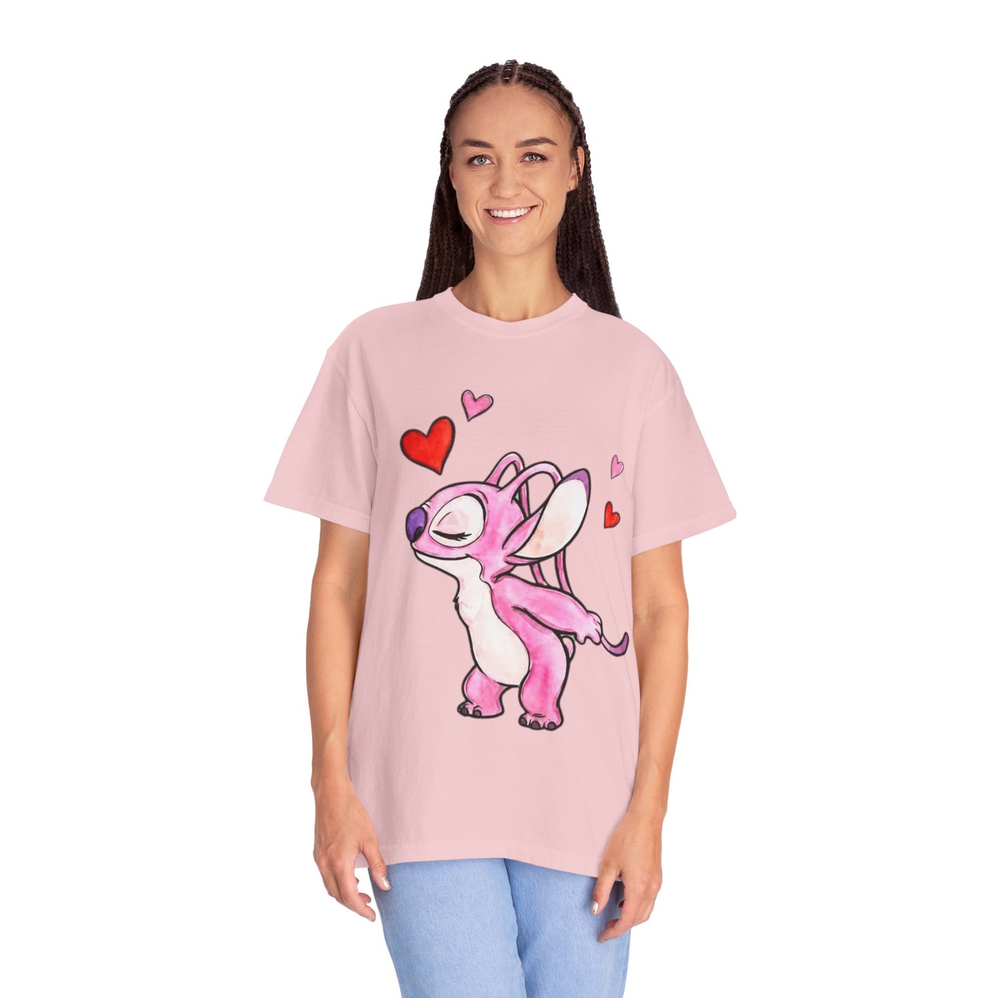 T-Shirt — Cute Pink Cartoon Creature with Hearts | Valentine’s Gift Tee
