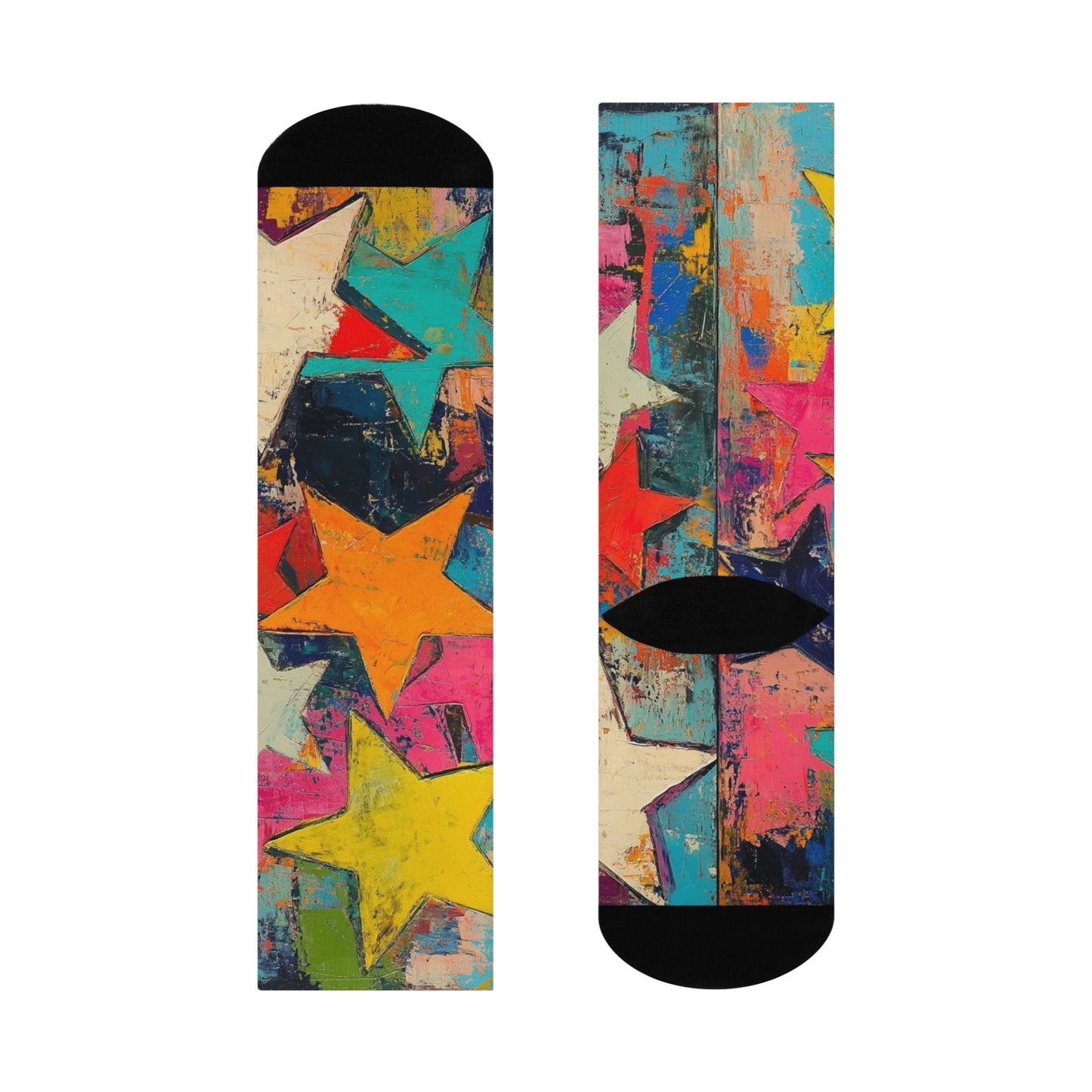 Colorful Star Crew Socks — Vibrant Abstract Stars Cushioned Crew Socks