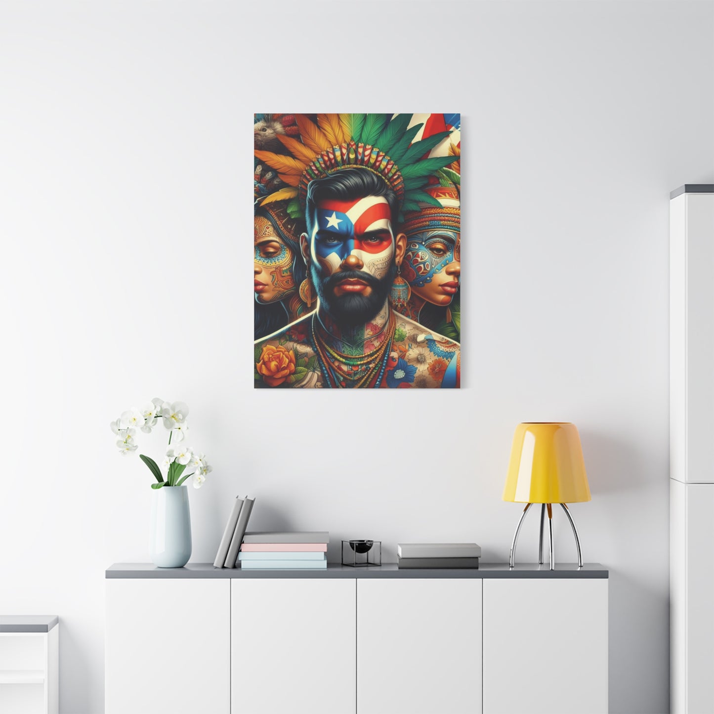 La Isla del Encanto Taíno Symbol Design Vibrant Cultural Art Canvas Print, Wall Decor, Home Decoration, Unique Artwork, Bohemian Style, Gift for Art Lovers
