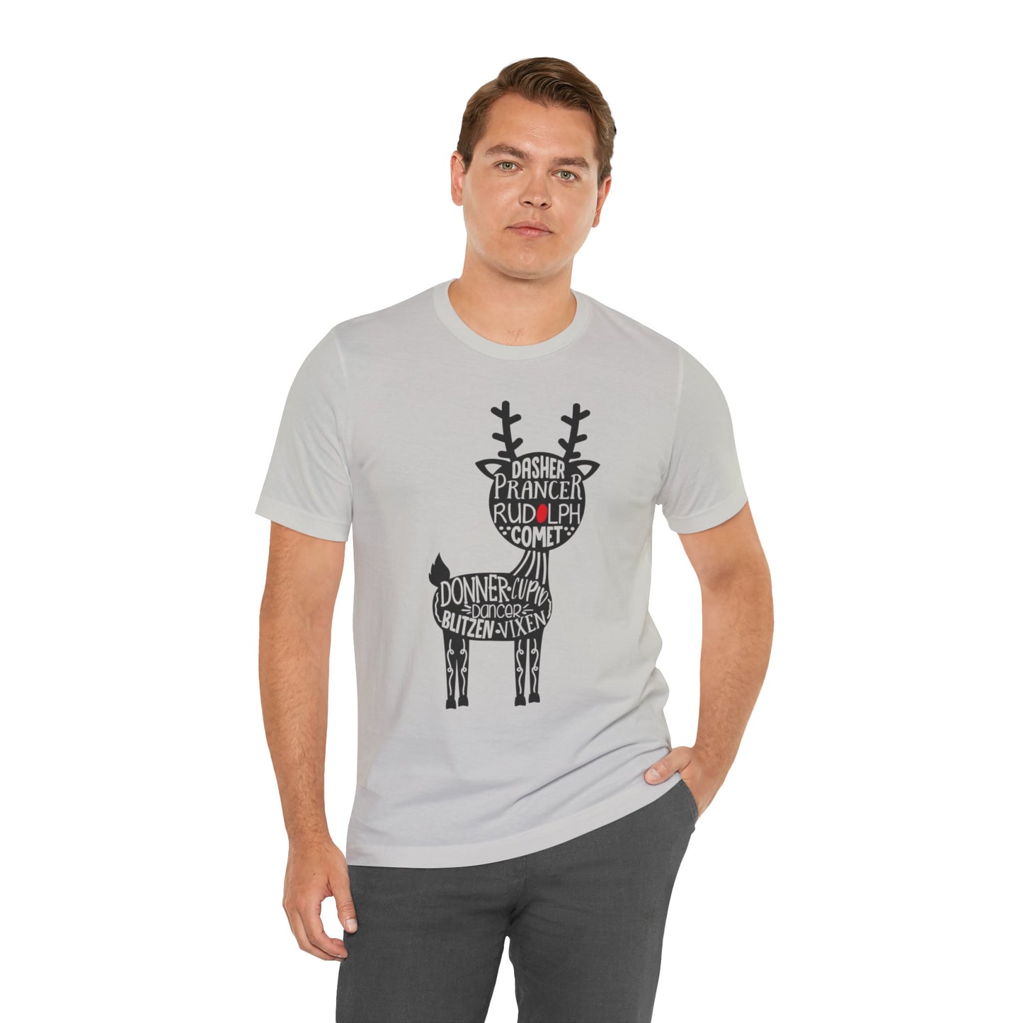 Christmas Reindeer Graphic Tee - Unisex Jersey Short Sleeve Shirt
