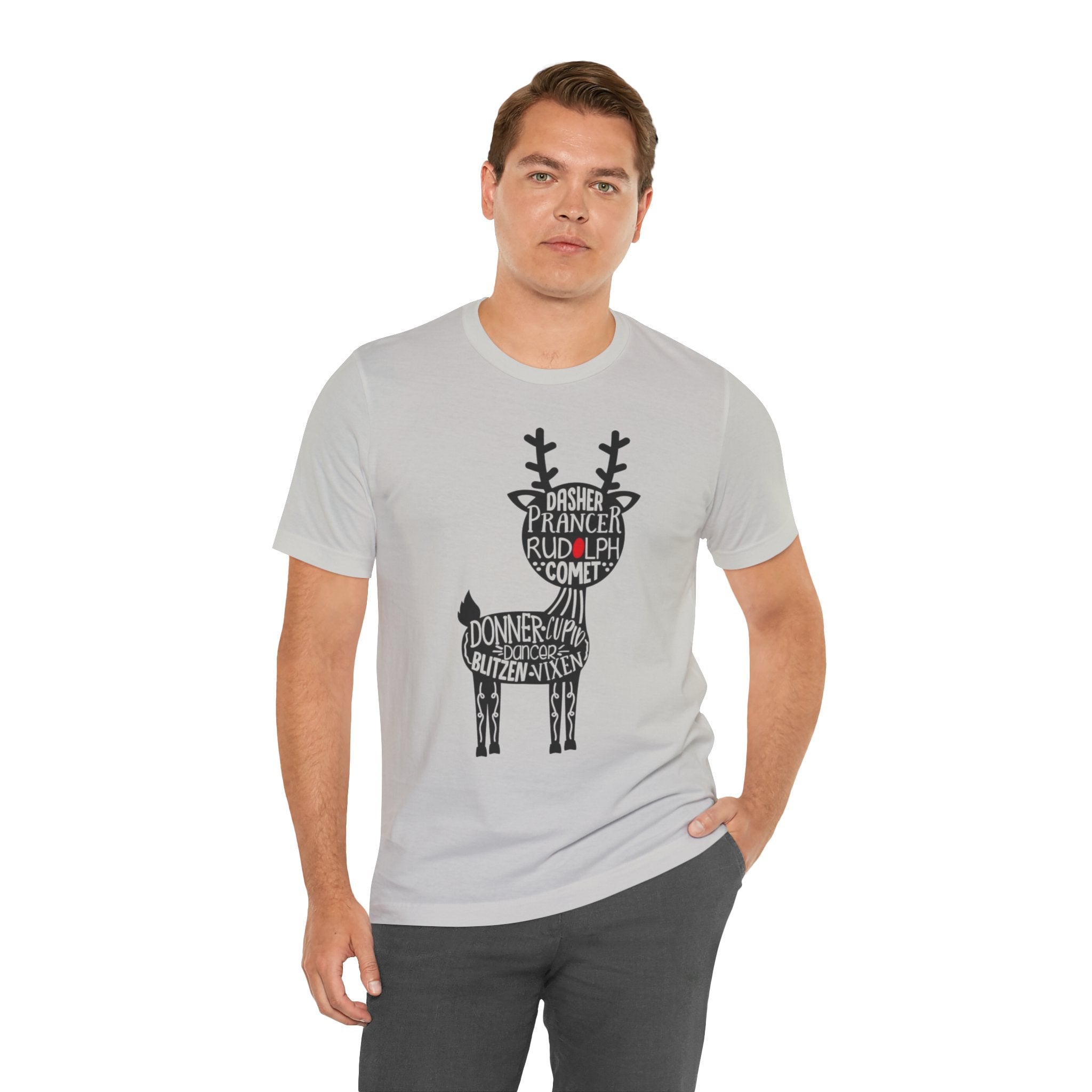 Christmas Reindeer Graphic Tee - Unisex Jersey Short Sleeve Shirt