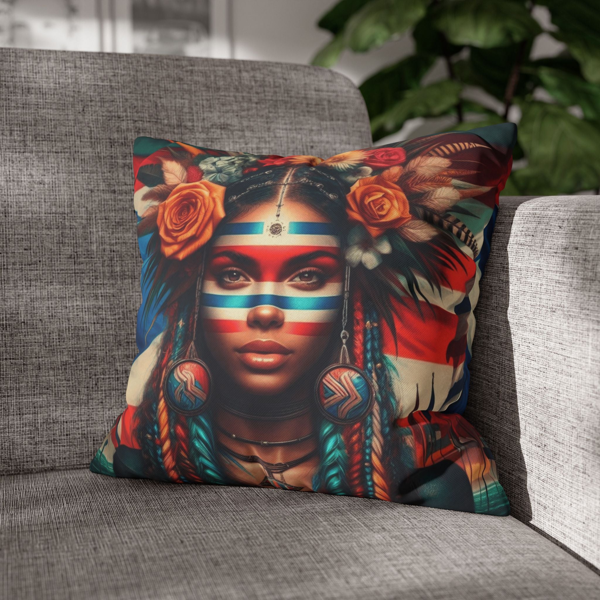Tribal Goddess Decorative Pillow Puerto Rico Culture Pillow