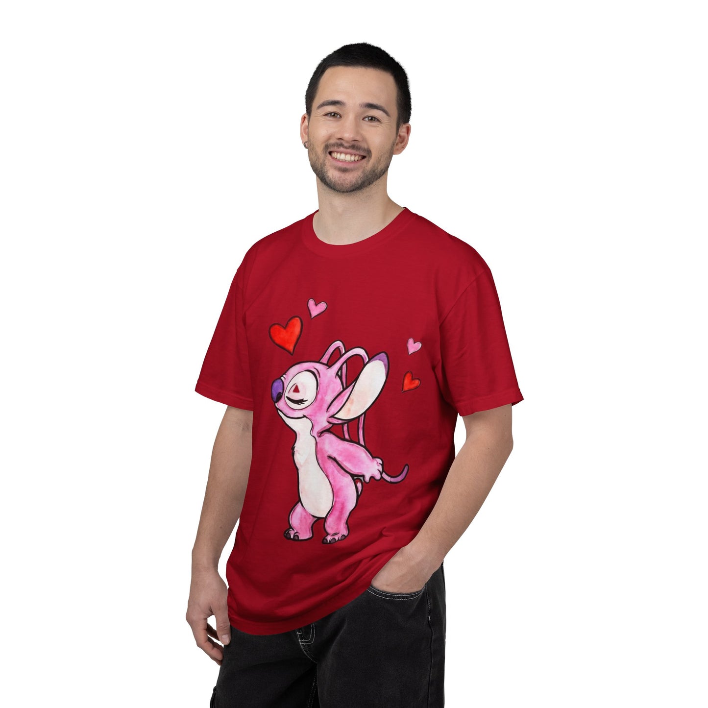 T-Shirt — Cute Pink Cartoon Creature with Hearts | Valentine’s Gift Tee