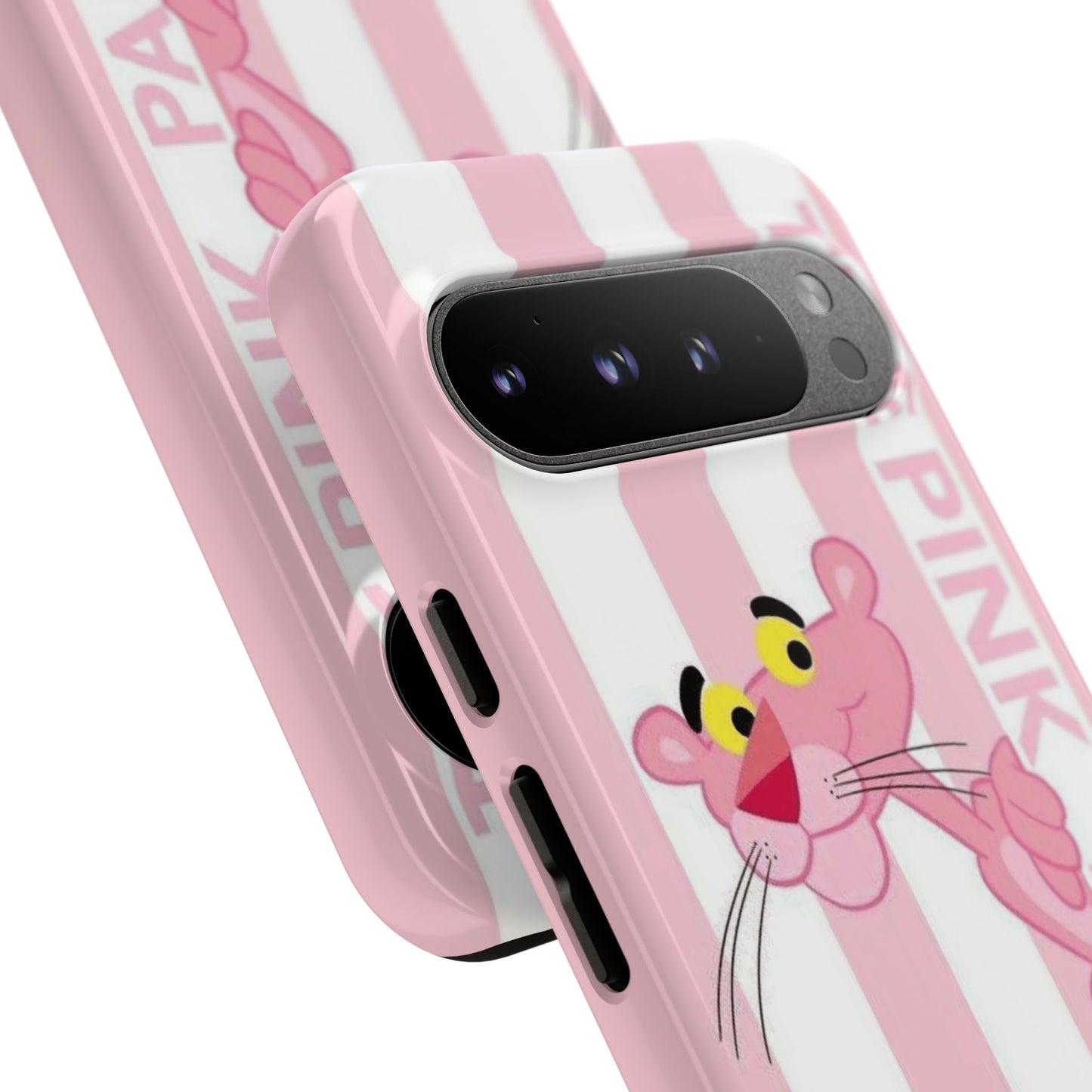 Pink Panther Tough Case Retro Striped Phone Case with "The Pink Panther" Design
