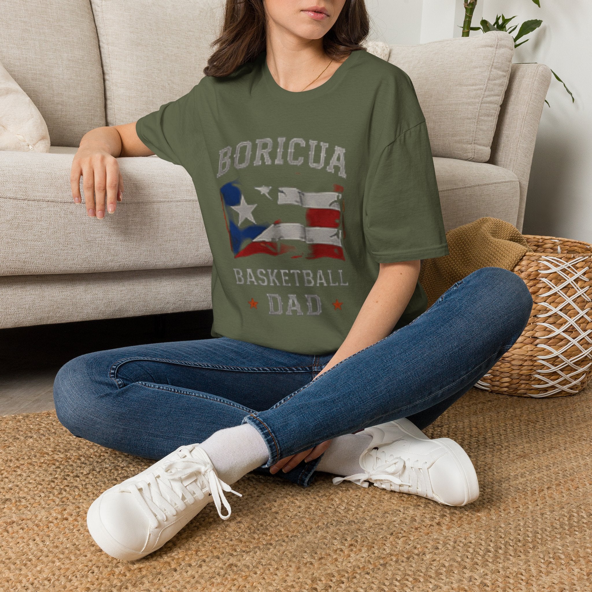 Boricua Basketball Dad T-Shirt — Puerto Rican Flag Pride Tee