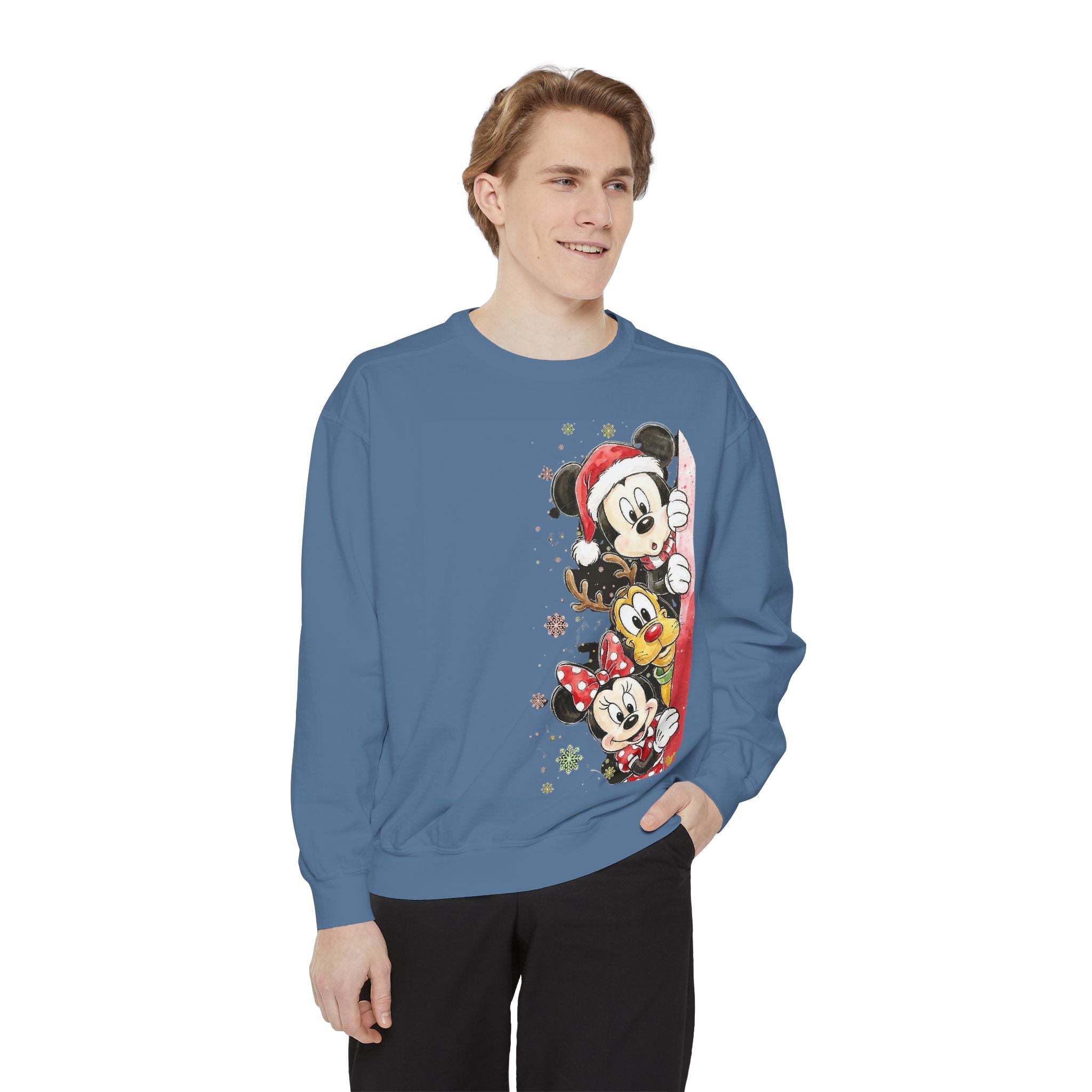 Christmas Disney Characters Sweatshirt  Mickey, Minnie & Pluto Holiday Crew Cartoon Christmas T-shirts and Sweaters