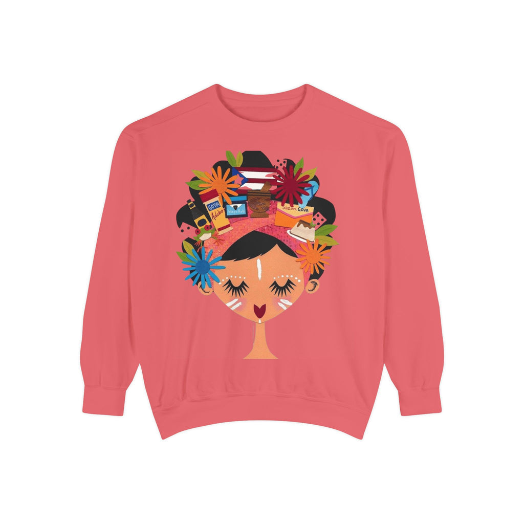 Floral Fiesta Sweatshirt — Colorful Tropical Woman Graphic Puerto Rico Navidades