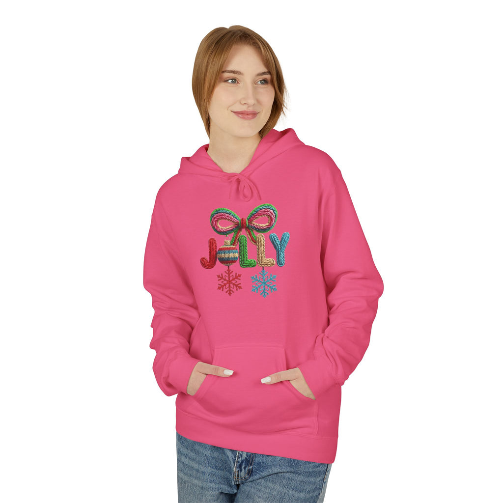 Jolly Candy Cane Holiday Hoodie — "JOLLY" Festive Sweatshirt